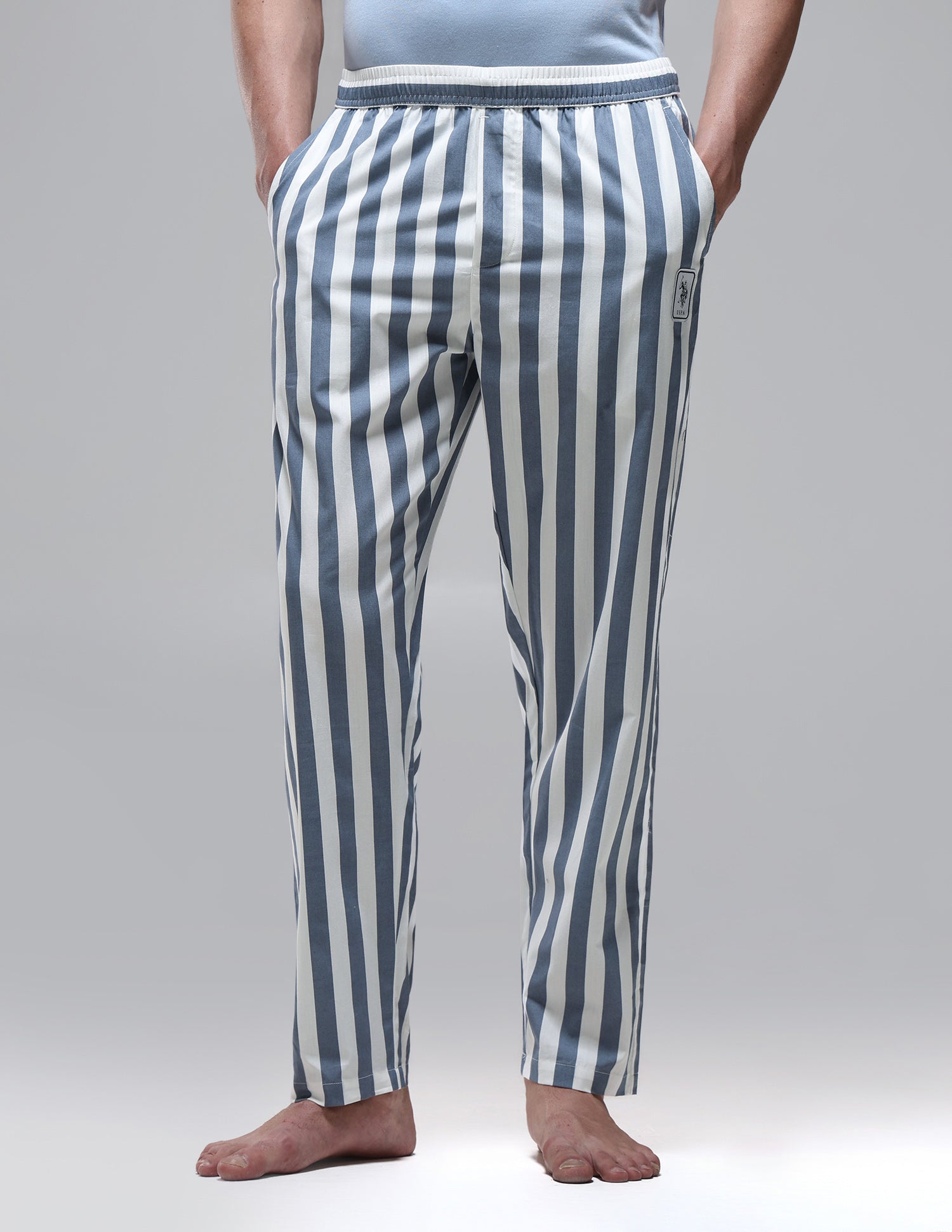 Vertical Striped Mid Rise OELP1 Lounge Pants Flint Stone - U.S. Polo Assn. India | Large