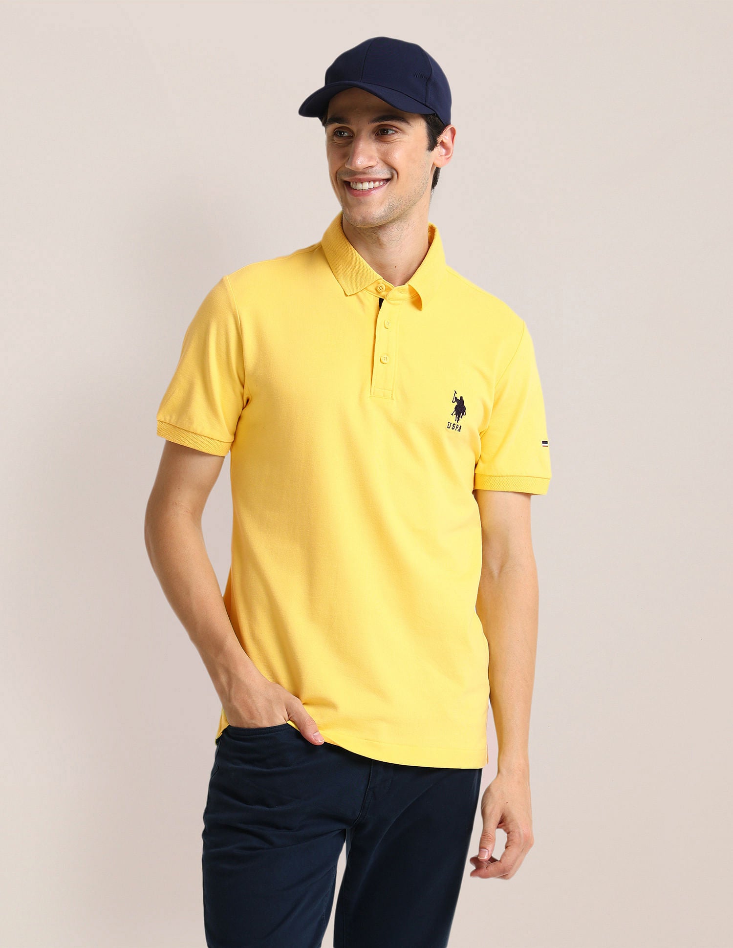 Slim Fit Logo Polo Shirt Yellow - U.S. Polo Assn. India | Large