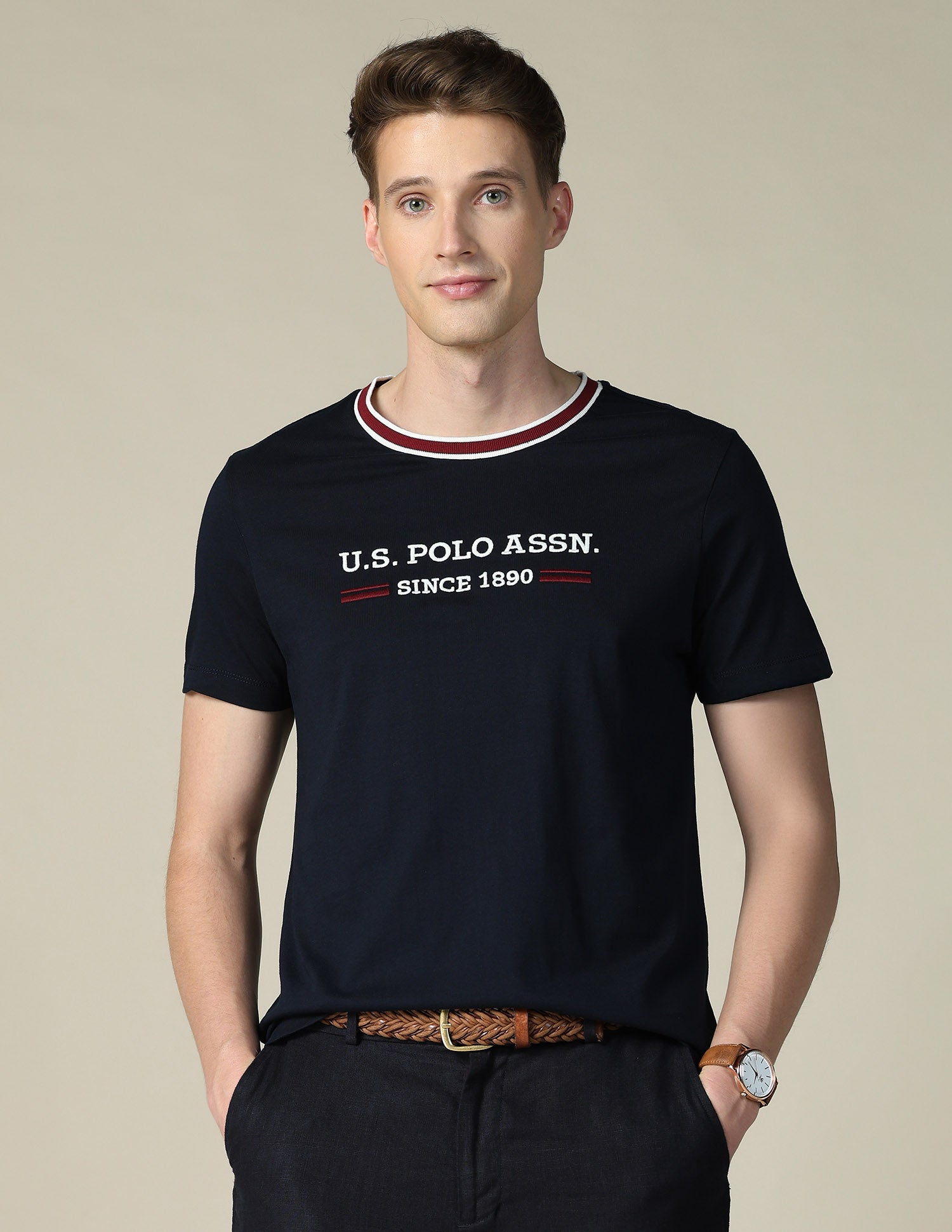Brand Embroidered Slim Fit T-Shirt