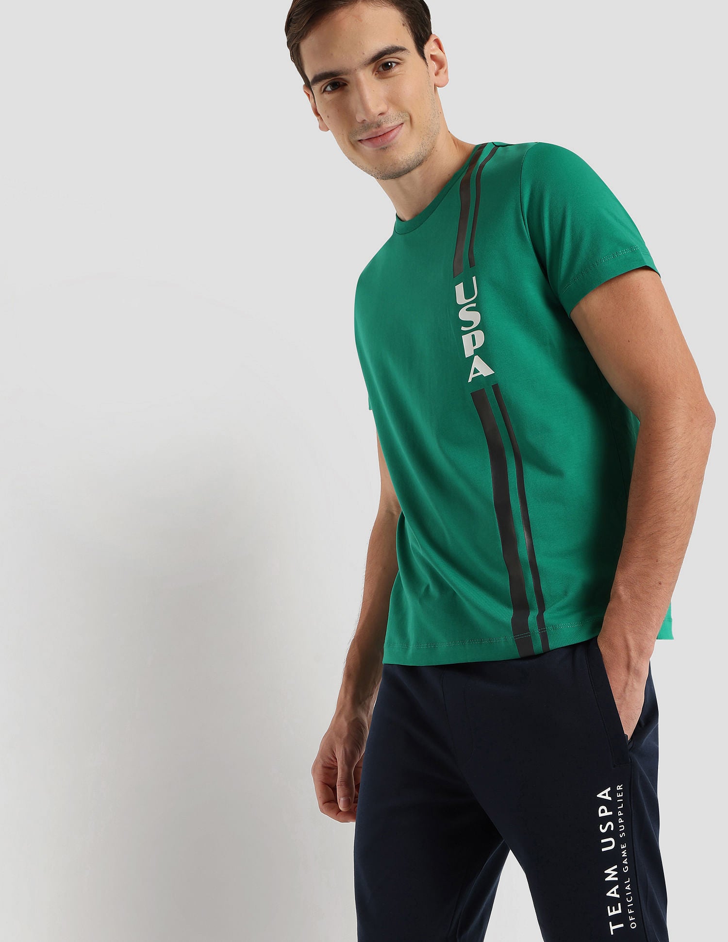 Brand Print Sport T-Shirt Green - U.S. Polo Assn. India | Large