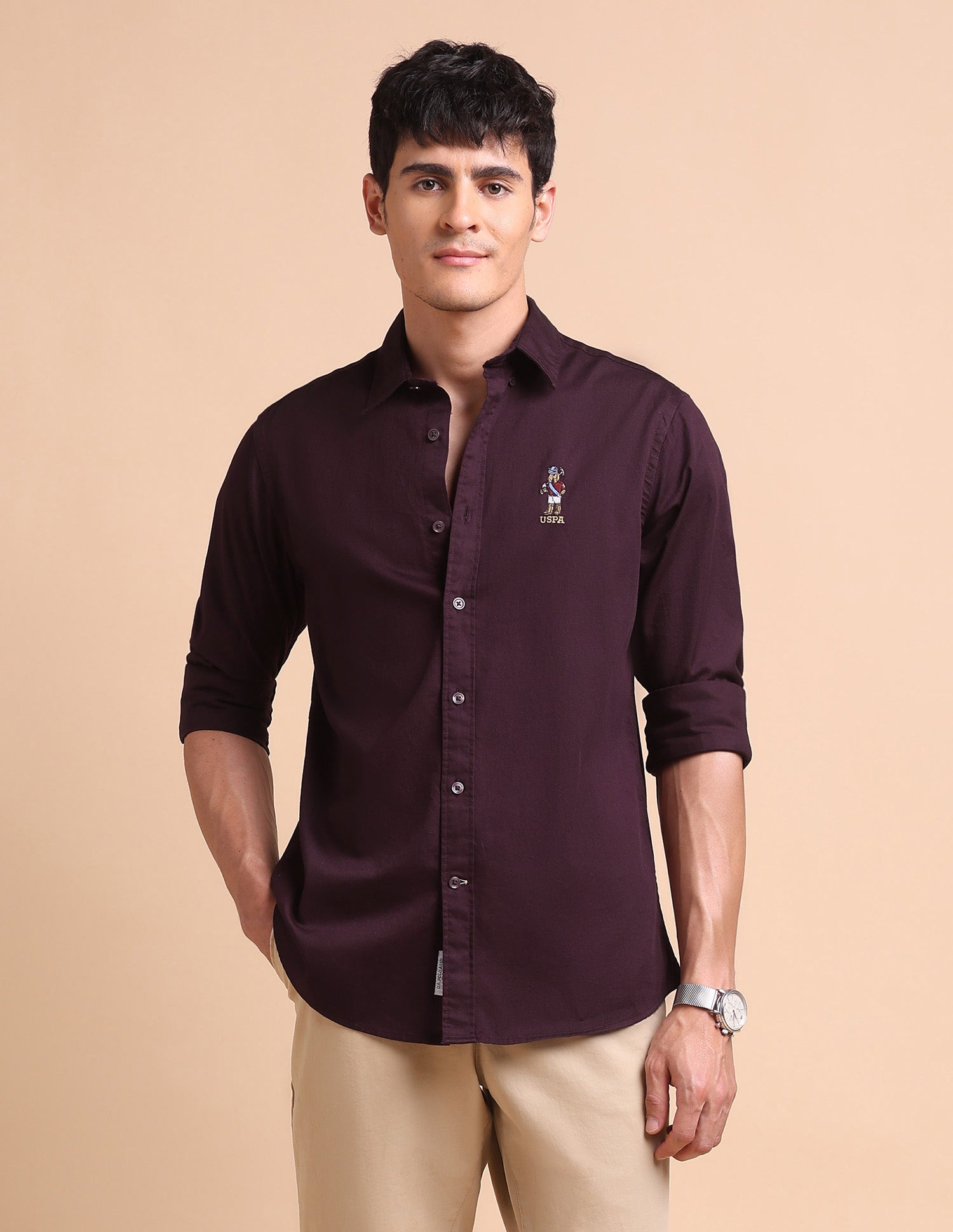 Tailored Fit Button Down Shirt Brown - U.S. POLO ASSN. | Large