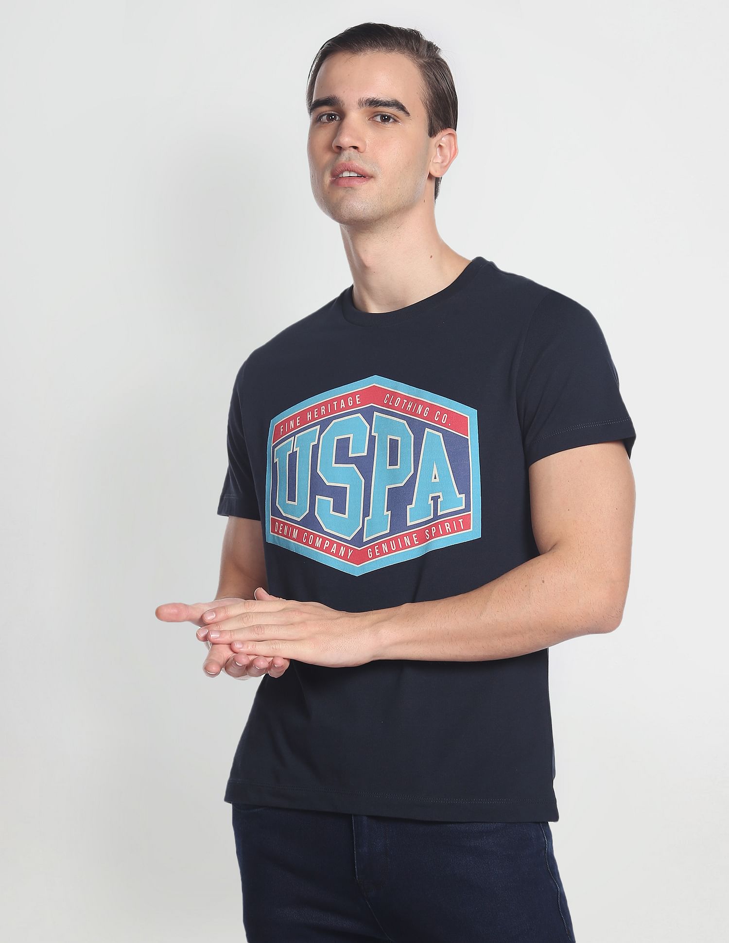 Cotton Slim Fit T-Shirt Navy - U.S. Polo Assn. India | Large