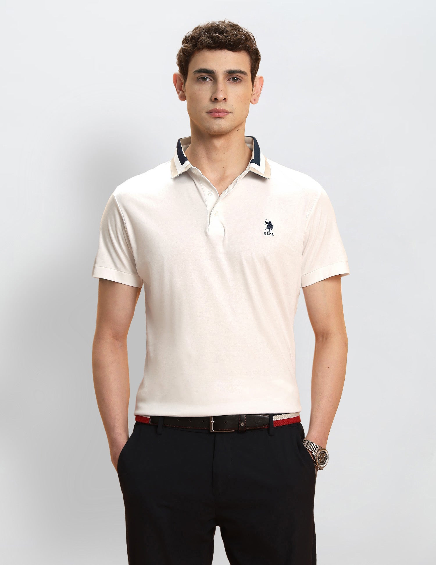 Regular Fit Solid Polo Shirt White - U.S. POLO ASSN. | Large