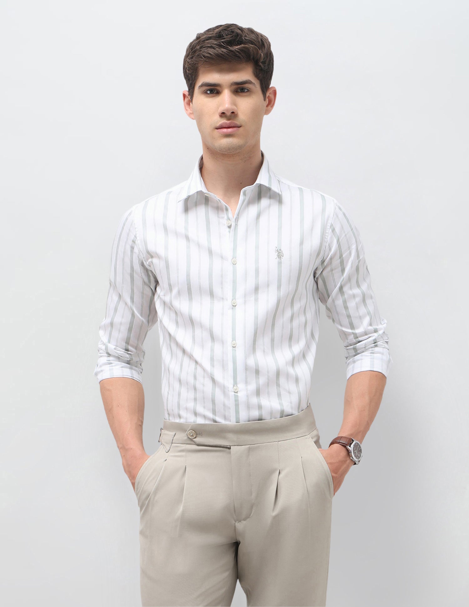 Vertical Striped Satin Shirt