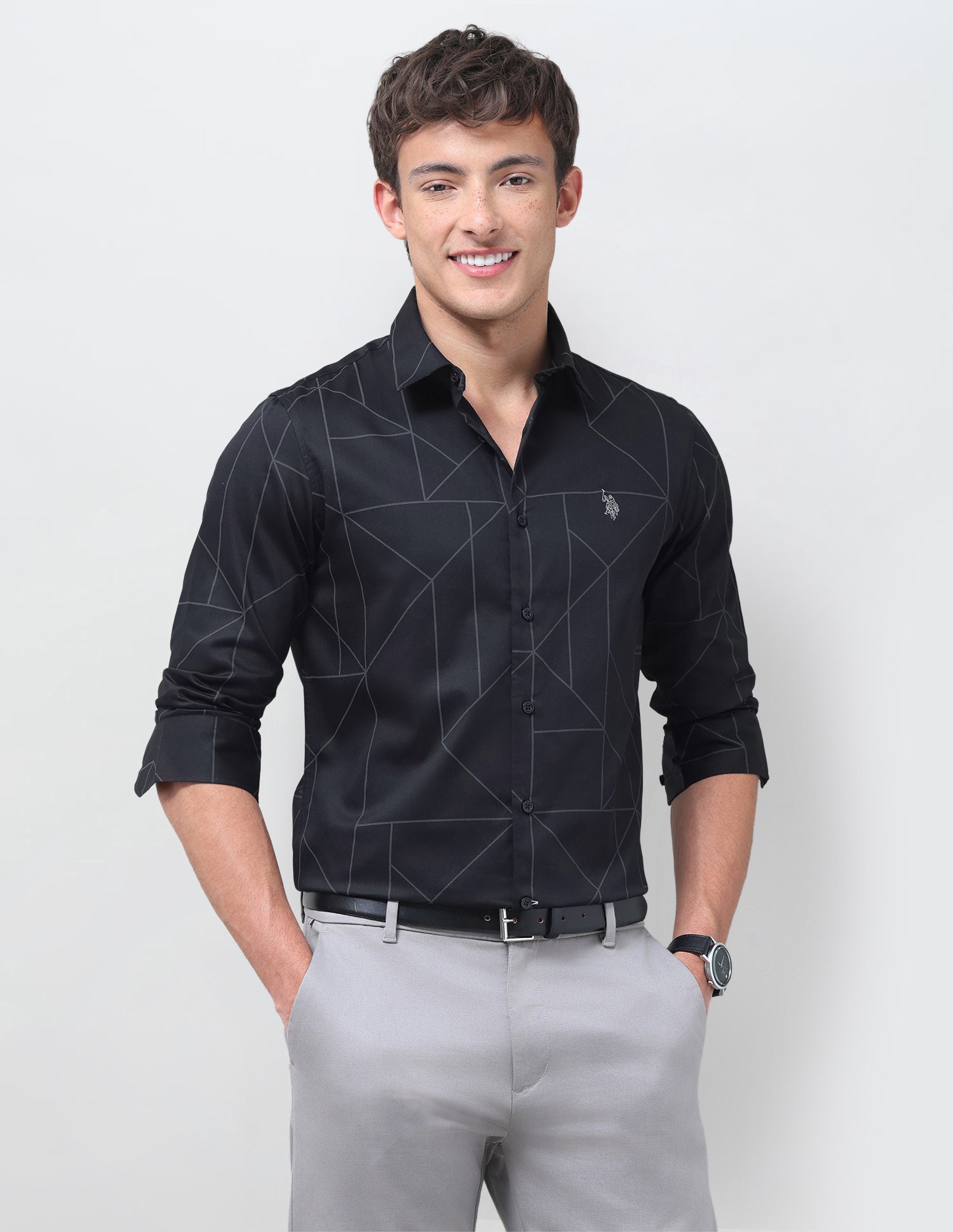 Geometric Printed Satin Shirt