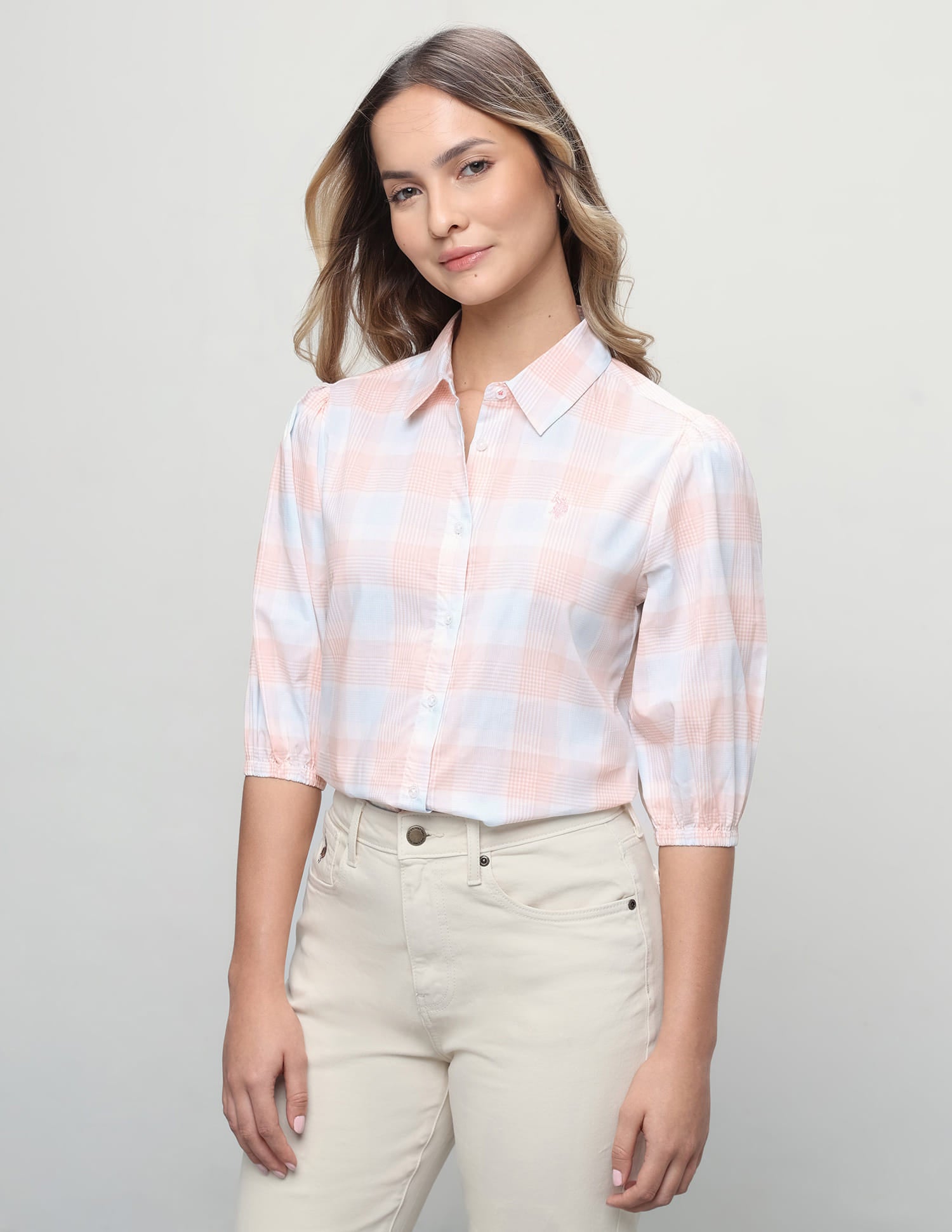Plaid Checked Boyfriend Fit Shirt Orange - U.S. Polo Assn. India | Large