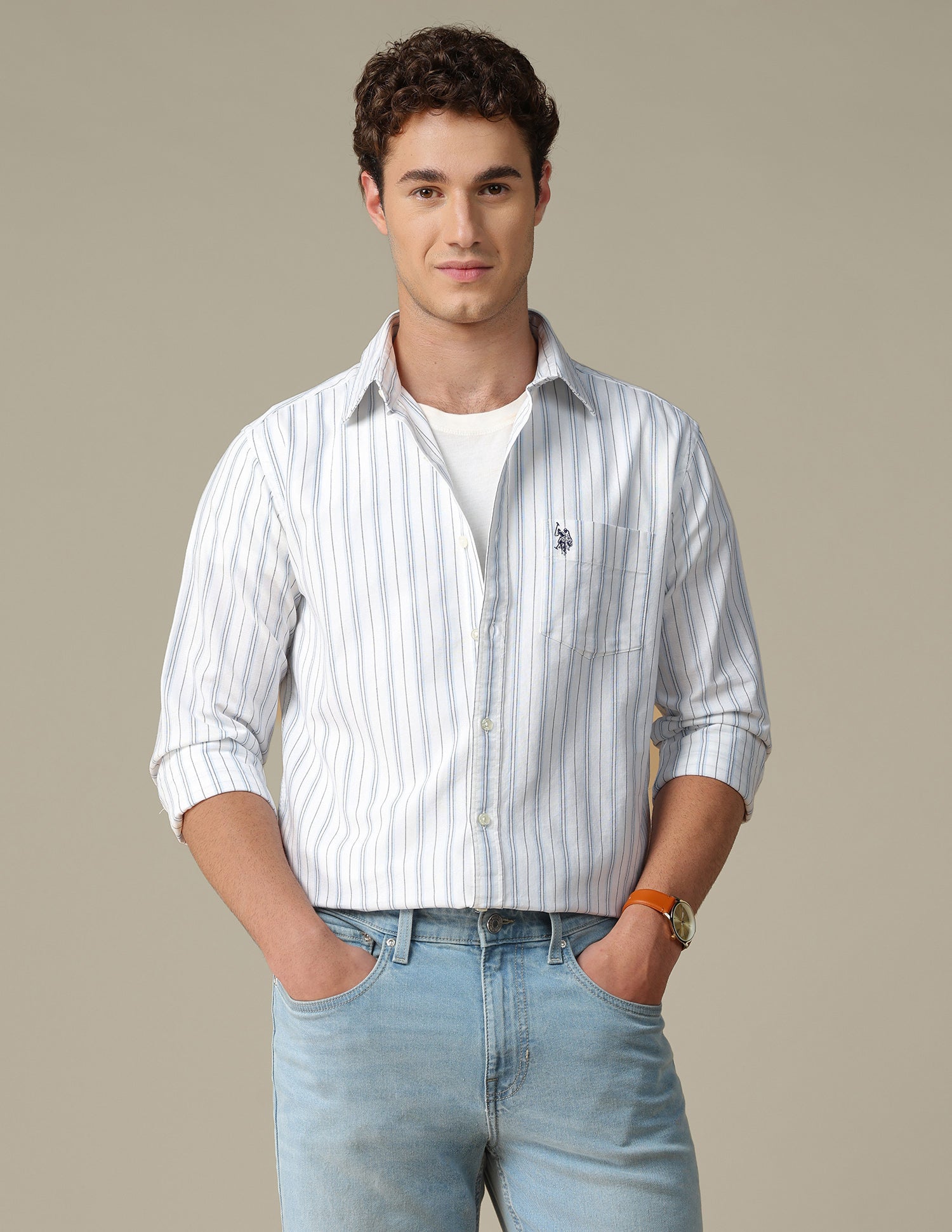 Tailored Fit Vertical Striped Shirt
