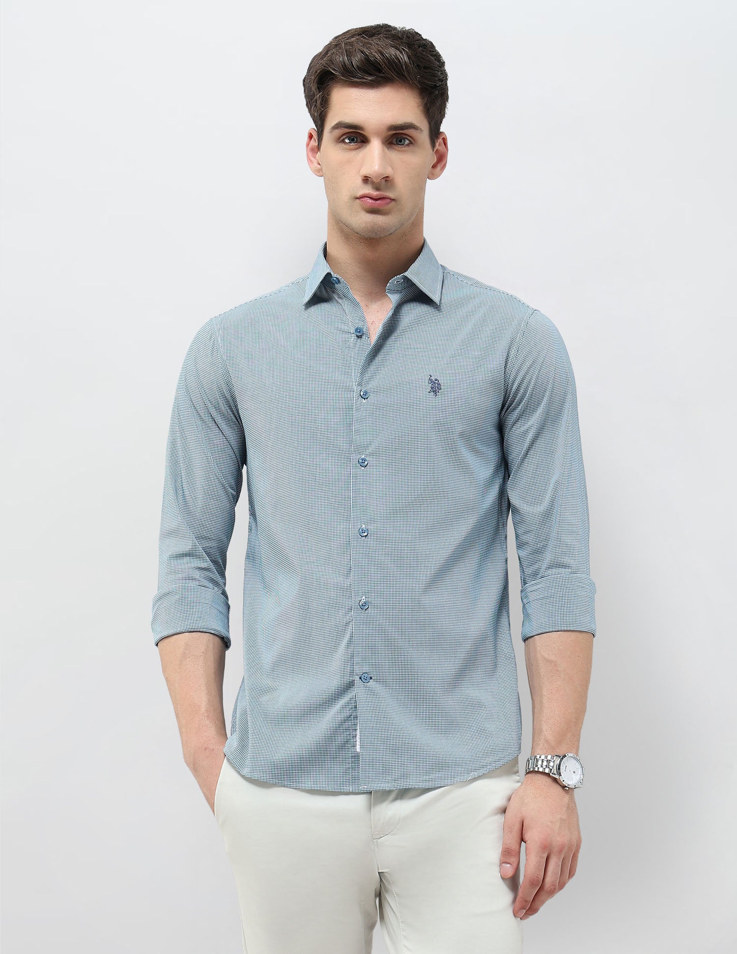 Regular Fit Micro Checked Shirt