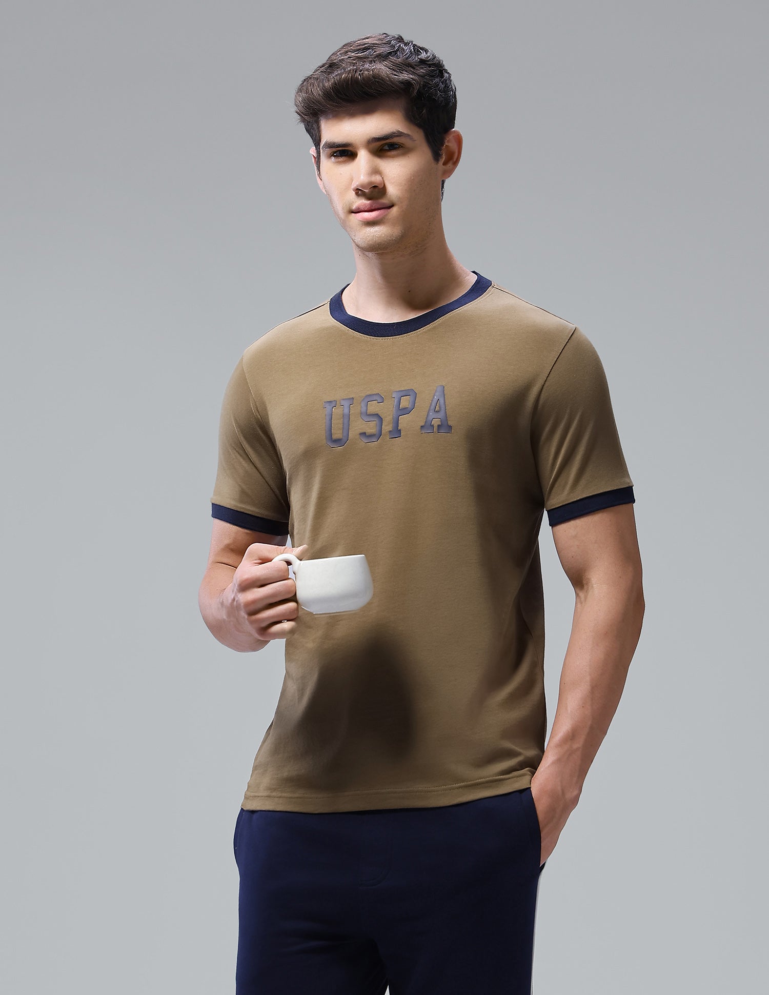Brand Printed Regular Fit Loungewear T-Shirt Butternut - U.S. Polo Assn. India | Large