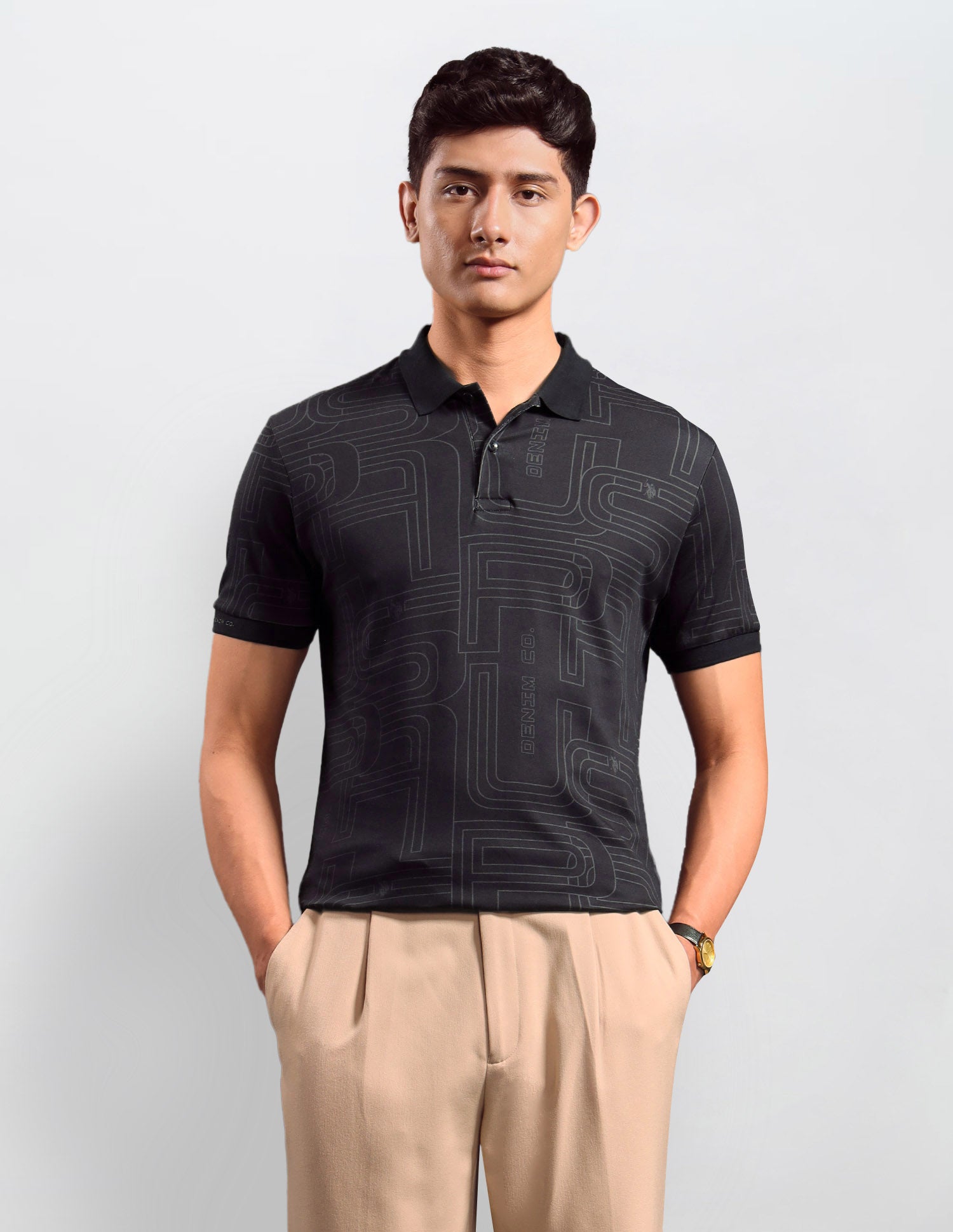 Typographic Printed Regular Fit Polo shirt