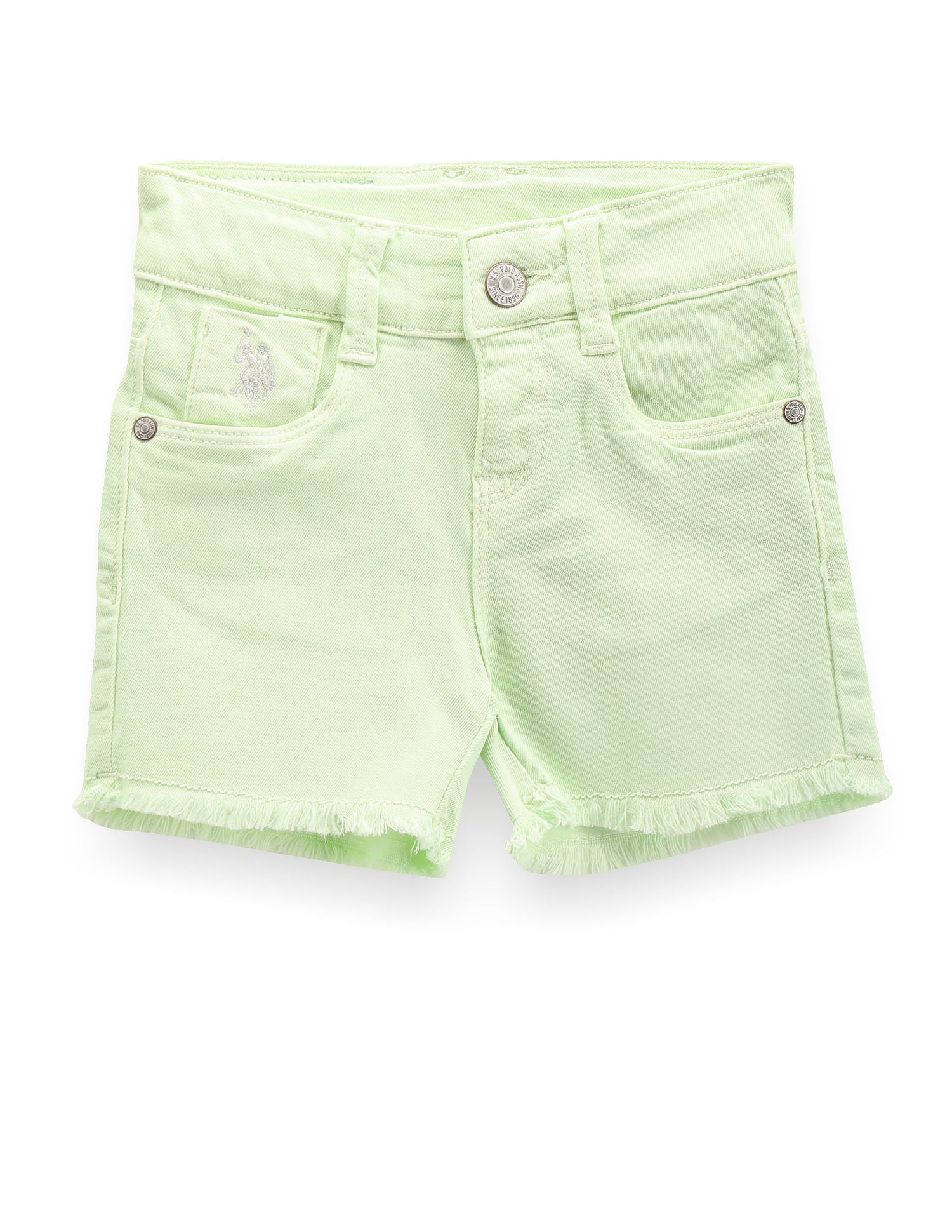 Girls Frayed Hem Shorts Light Green - U.S. Polo Assn. India | Large