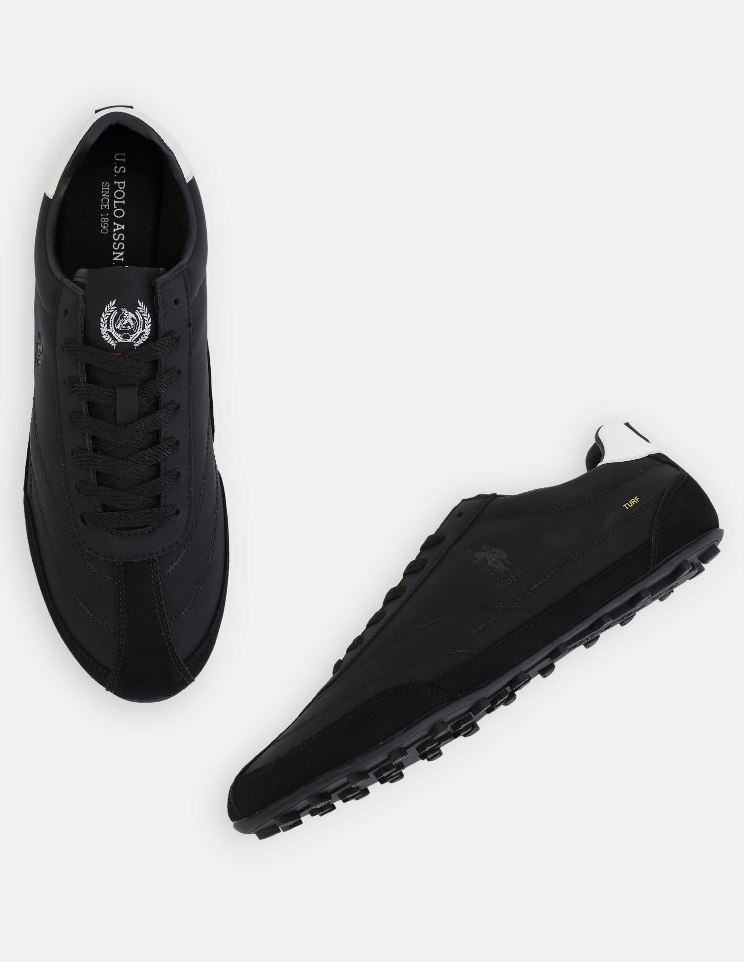 Round Toe Suede Turf Sneakers Black - U.S. Polo Assn. India | Large