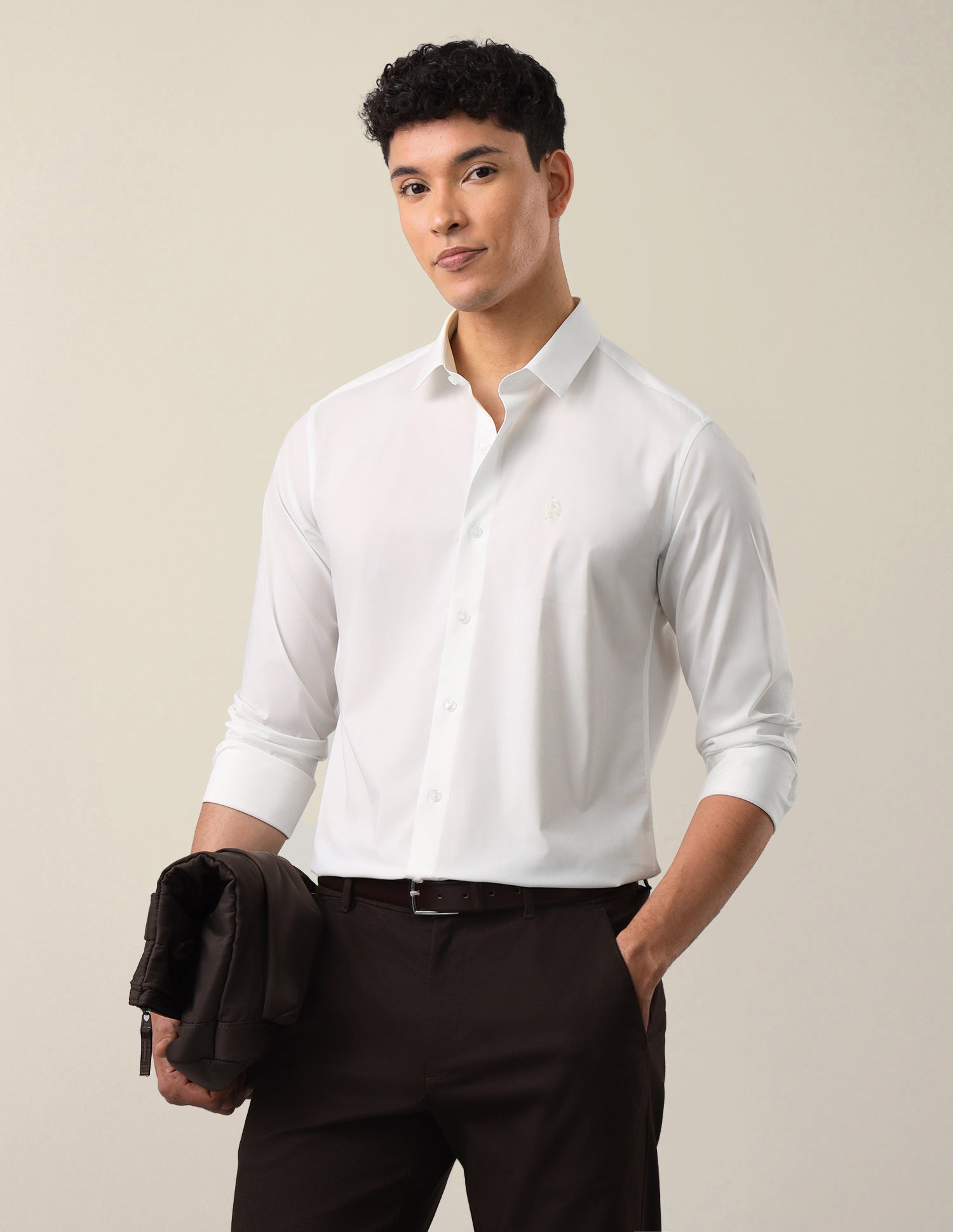 Solid Tailored Fit Shirt White - U.S. Polo Assn. India | Large