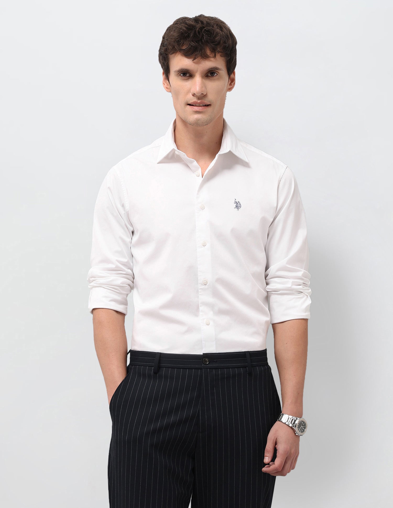 Solid Tailored Fit Shirt White - U.S. Polo Assn. India | Large