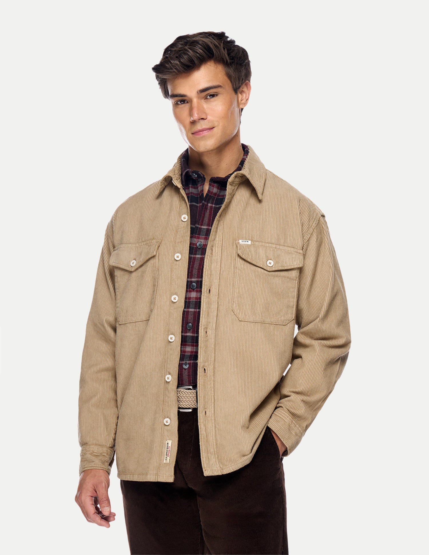 Corduroy Regular Fit Shirt Beige - U.S. Polo Assn. India | Large