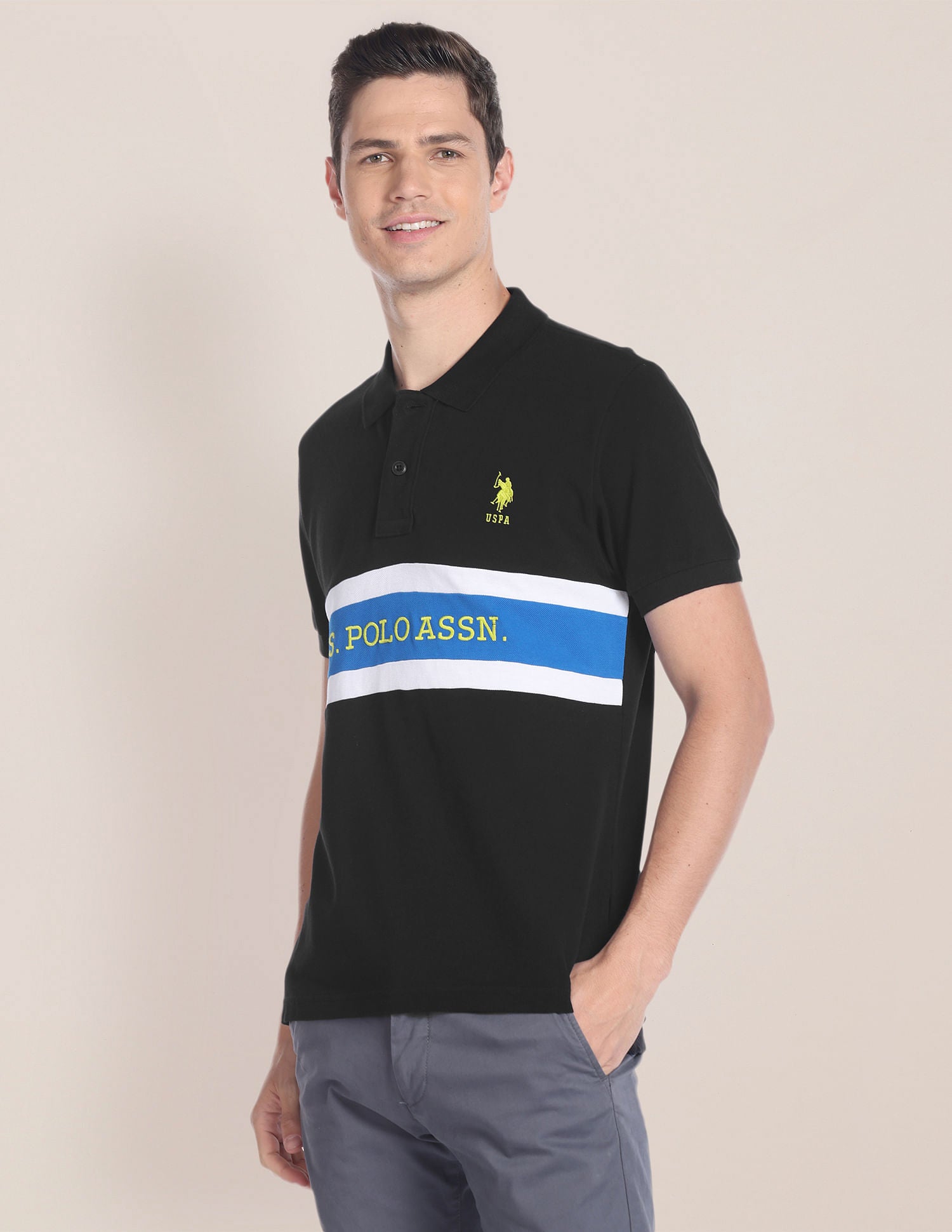 Brand Embroidered Slim Fit Polo Shirt