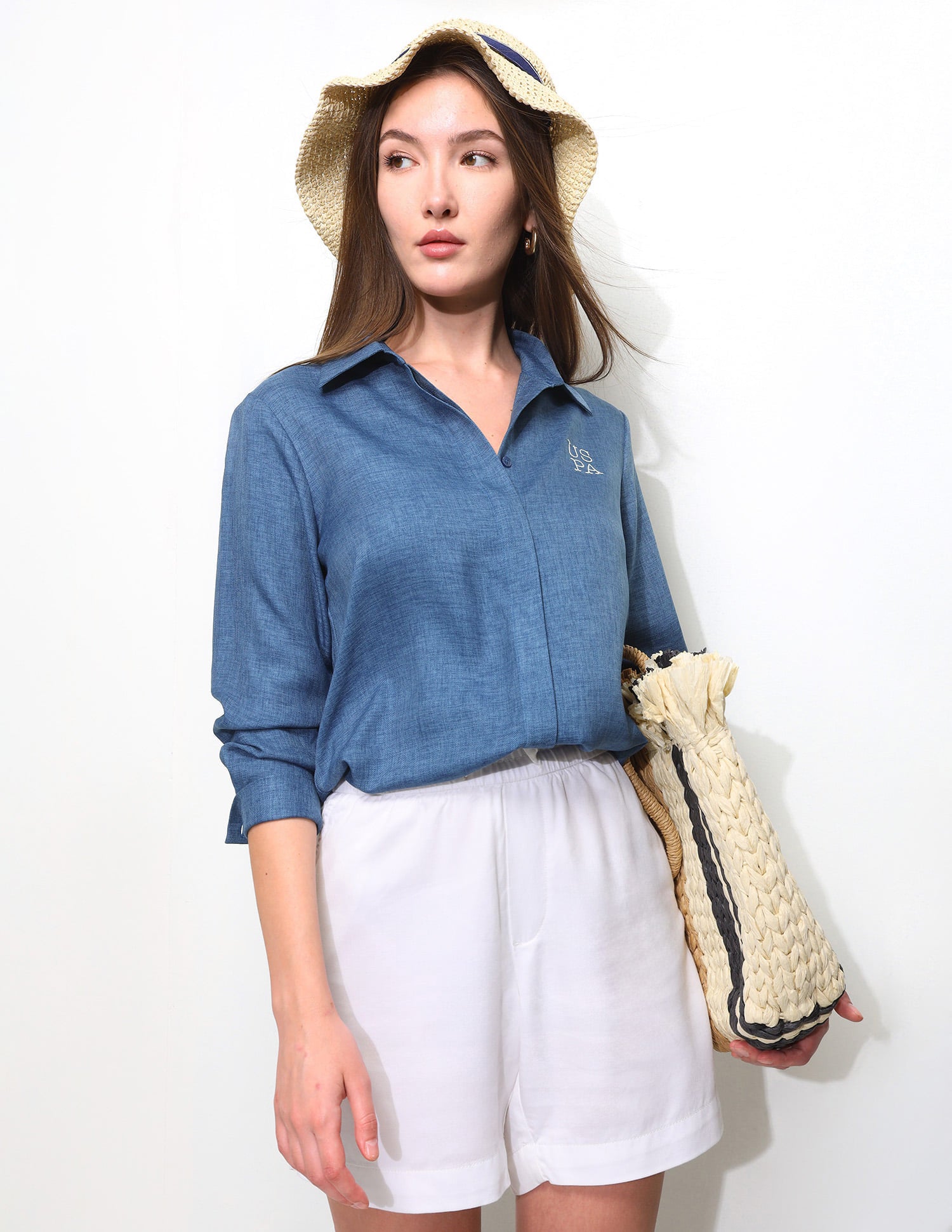 Regular Fit Concealed Placket Shirt Blue - U.S. Polo Assn. India | Large