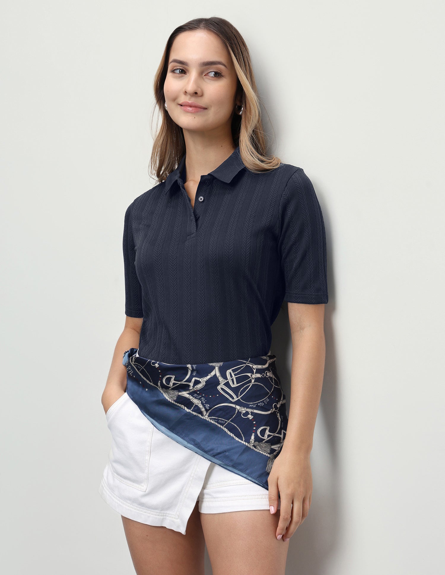 Textured Chevron Regular Fit Polo Shirt Navy - U.S. Polo Assn. India | Large