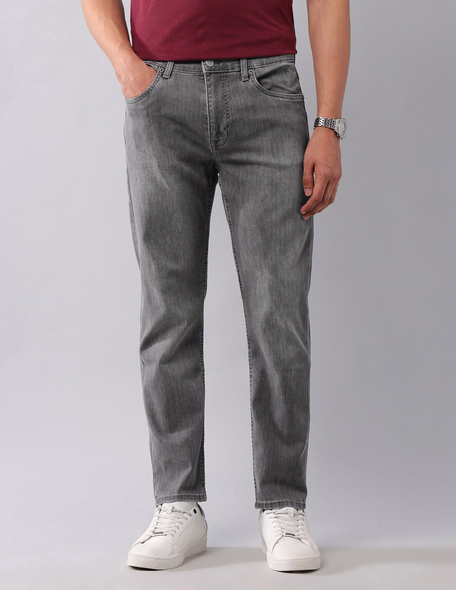 Cole Comfort Cropped Fit Grey Jeans
