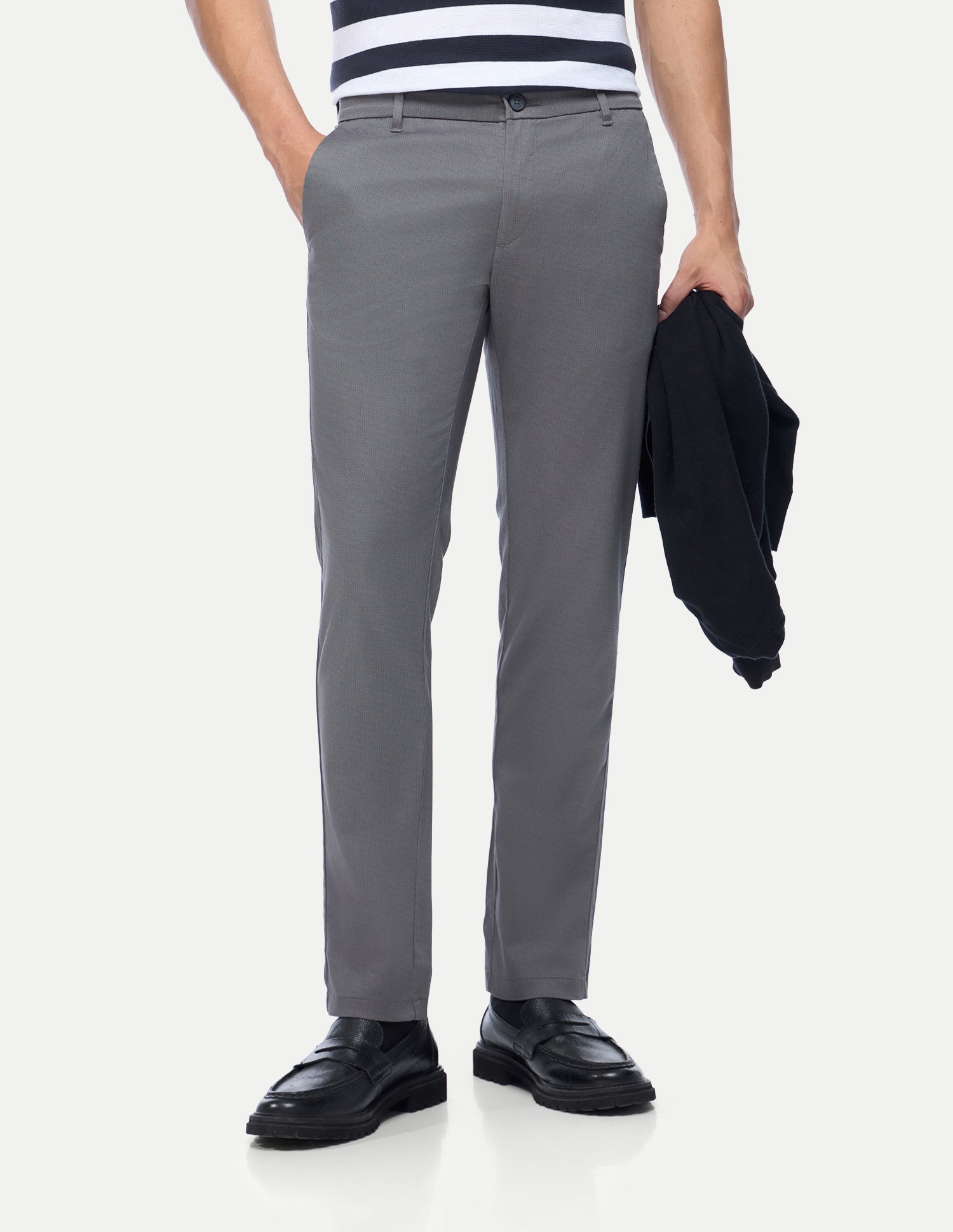 Denver Slim Fit Satin Trousers Dark Grey - U.S. Polo Assn. India | Large