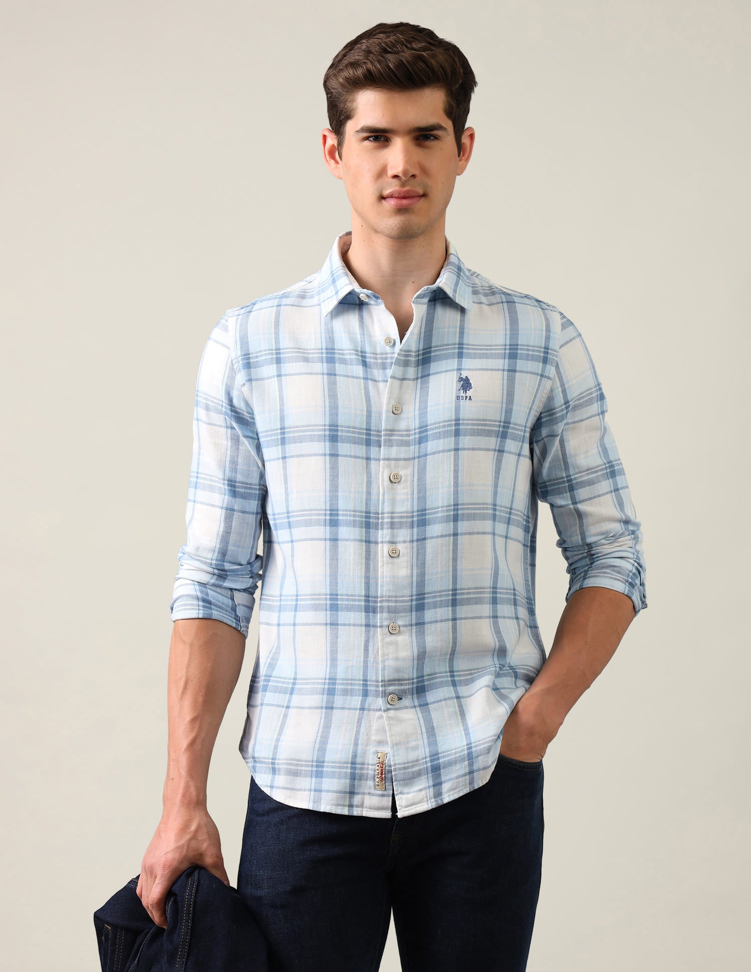 Tartan Checked Twill Shirt Blue - U.S. Polo Assn. India | Large