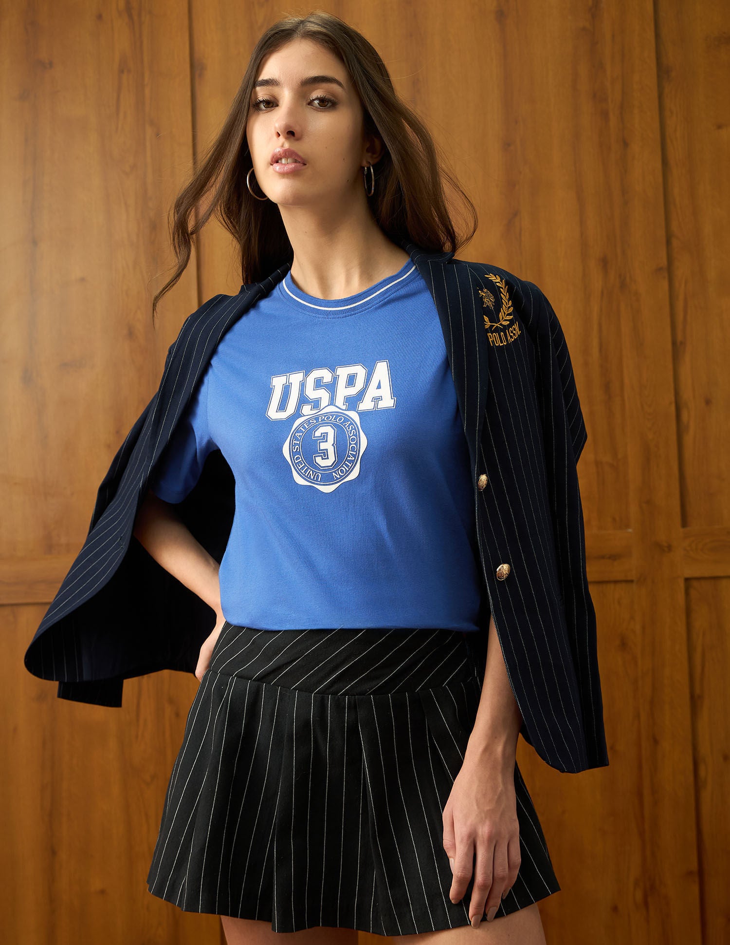 Brand Printed Boxy T-Shirt Blue - U.S. POLO ASSN. | Large