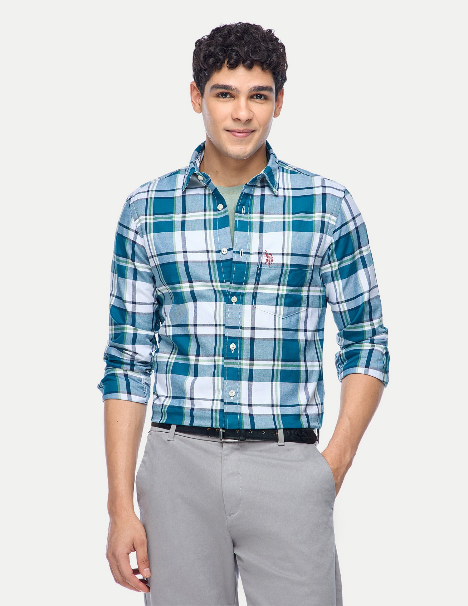 Tailored Fit Dobby Checked Shirt