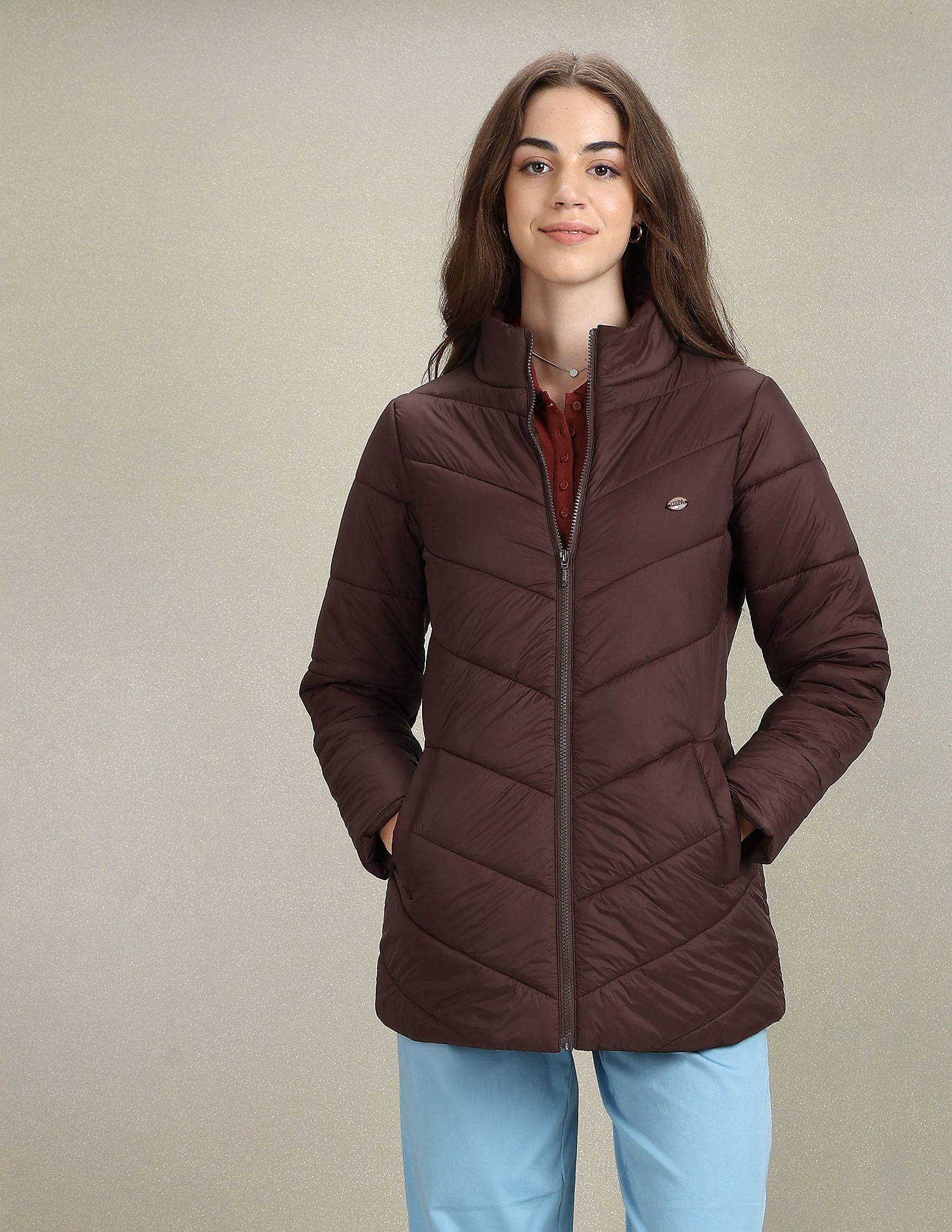 High Neck Longline Puffer Jacket