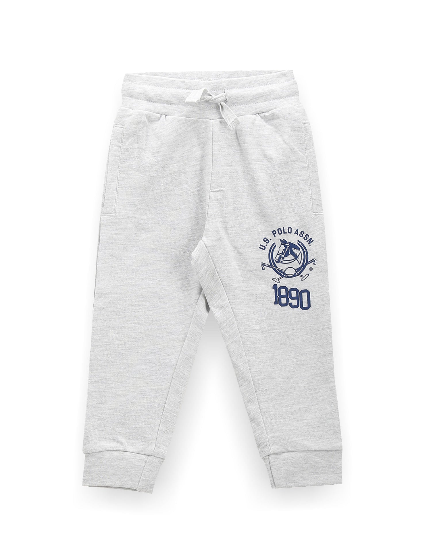 Boys Mid Rise Heathered Joggers Grey - U.S. Polo Assn. India | Large