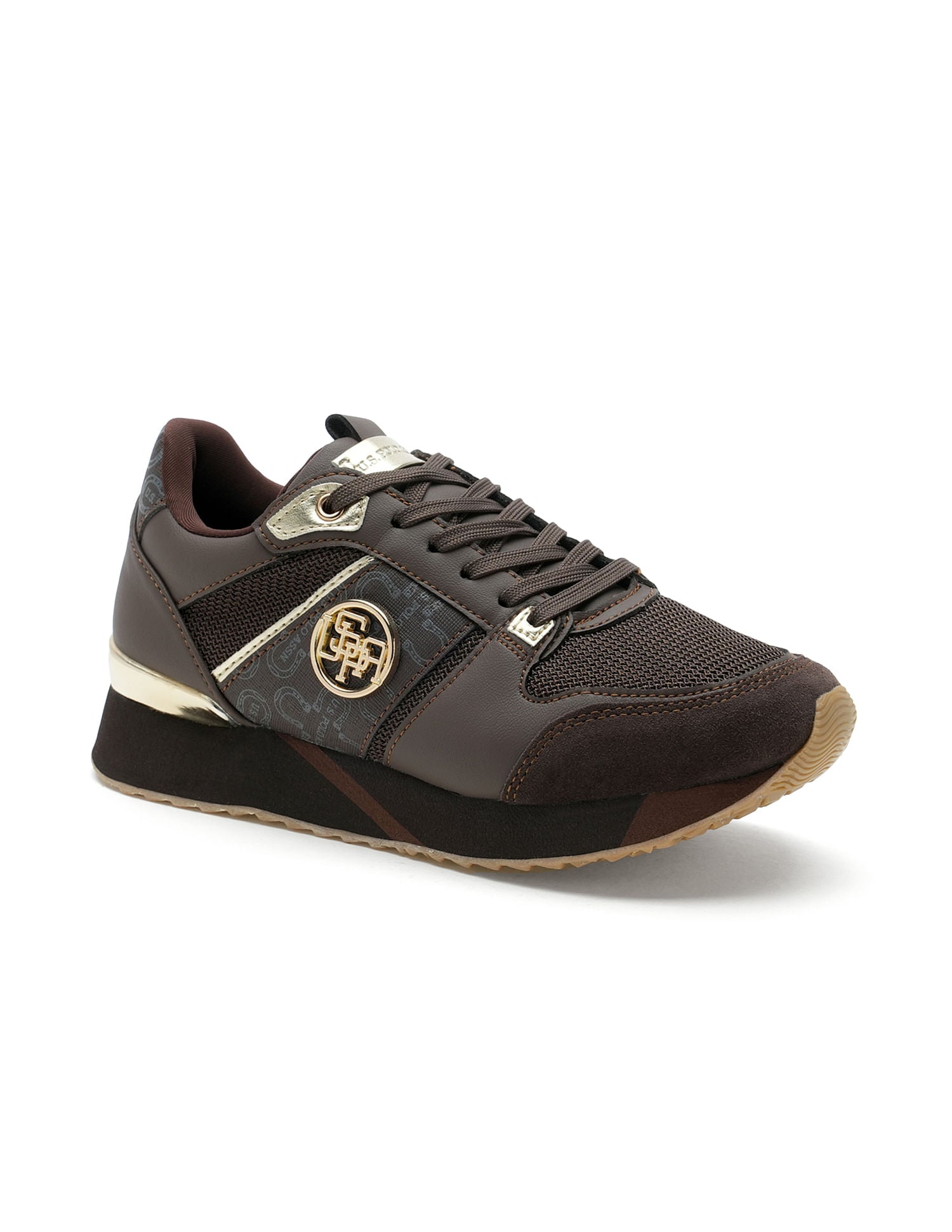 Women Metallic Logo Stella Sneakers Brown - U.S. POLO ASSN. | Large
