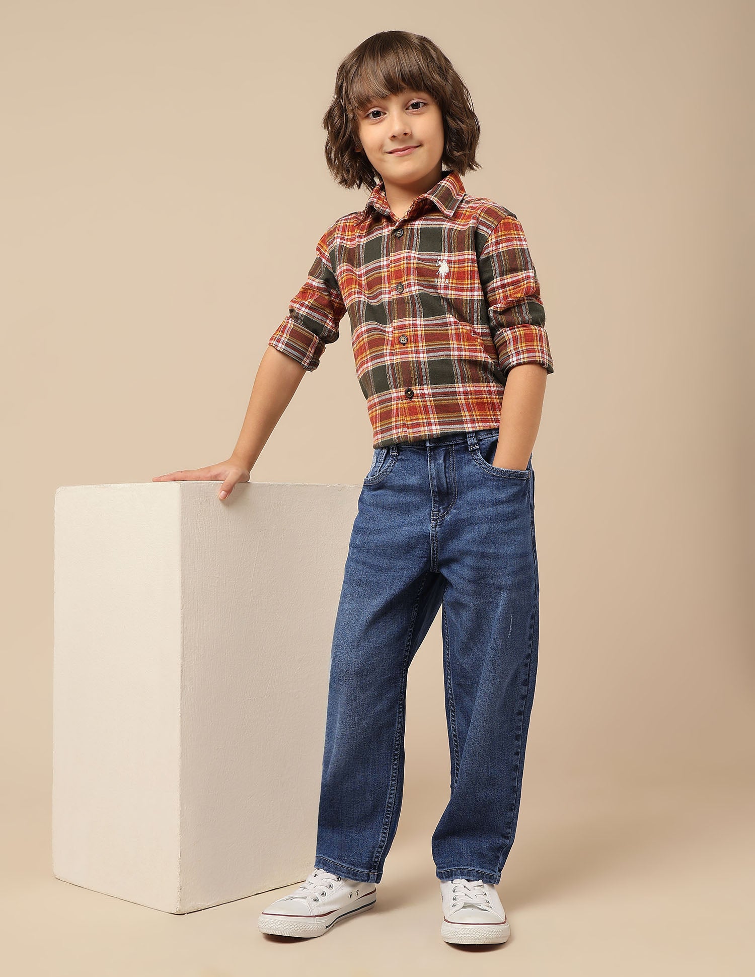 Boys Baggy Fit Lightly Distressed Jeans