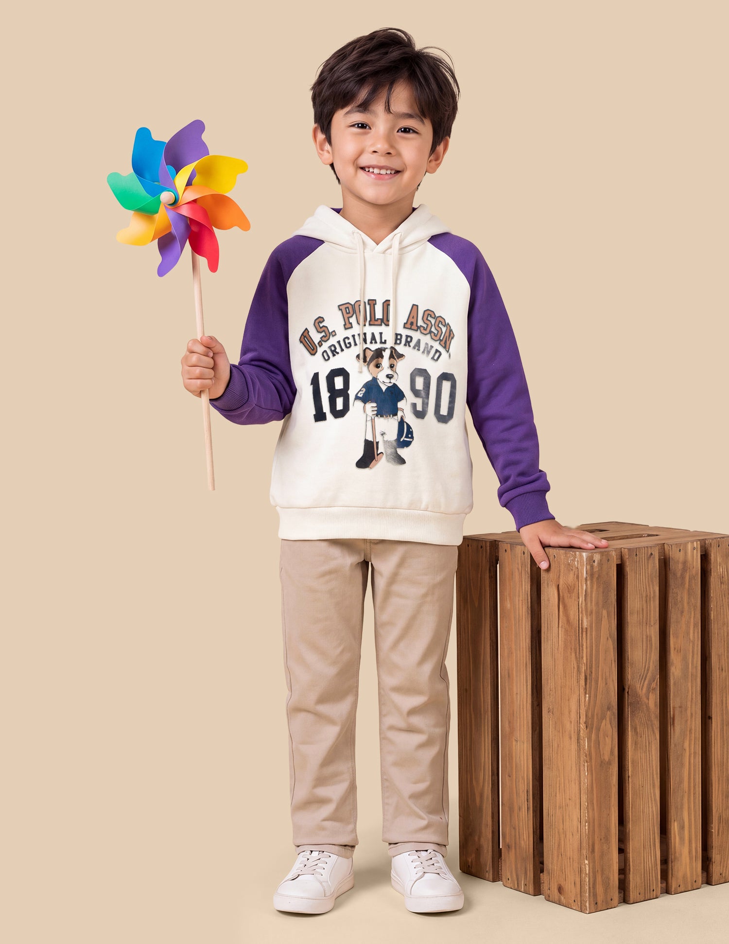 Graphic Brand Printed Regular Fit Sweatshirt Cream - U.S. Polo Assn. India | Large