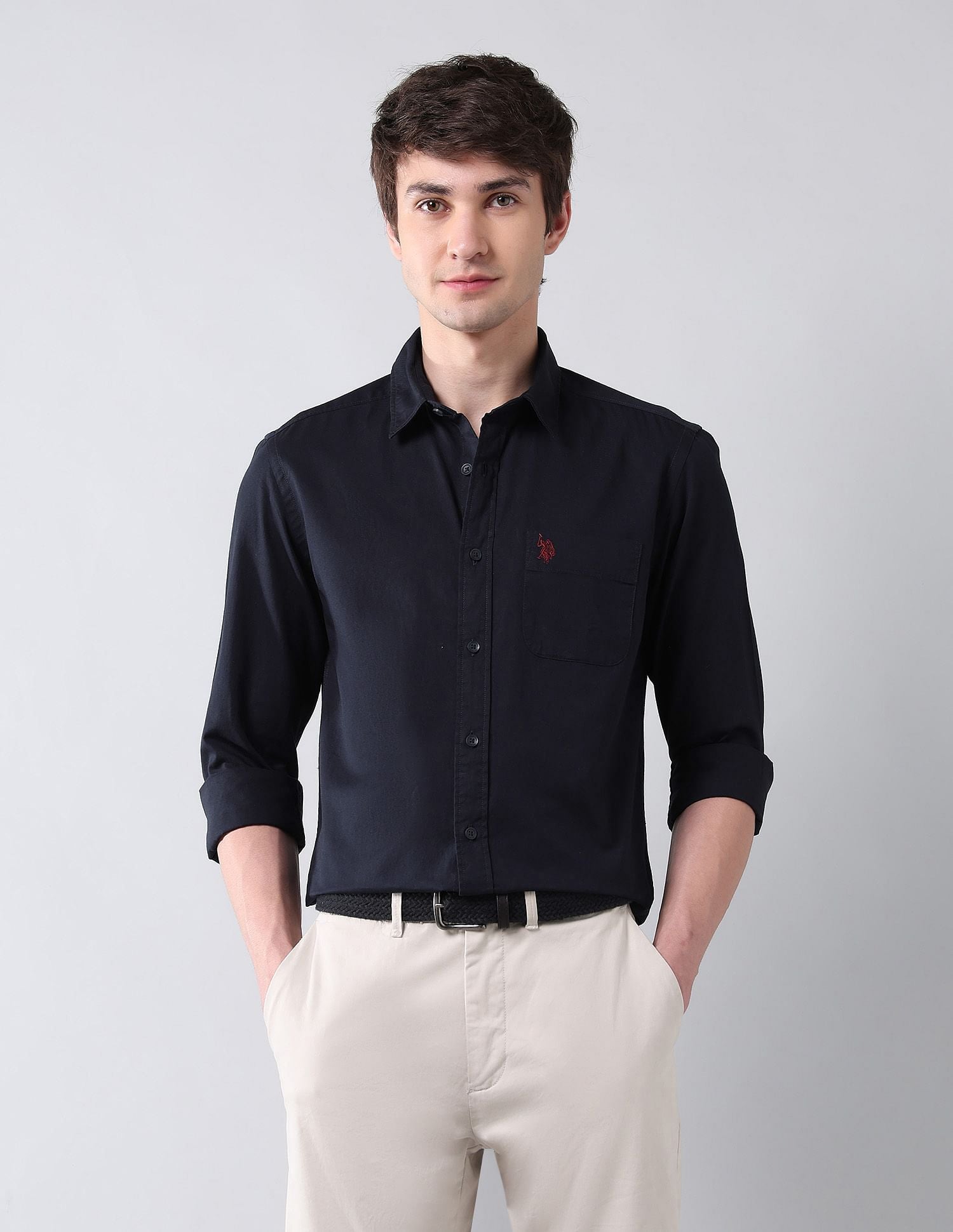 Pure Cotton Twill Shirt Navy - U.S. Polo Assn. India | Large