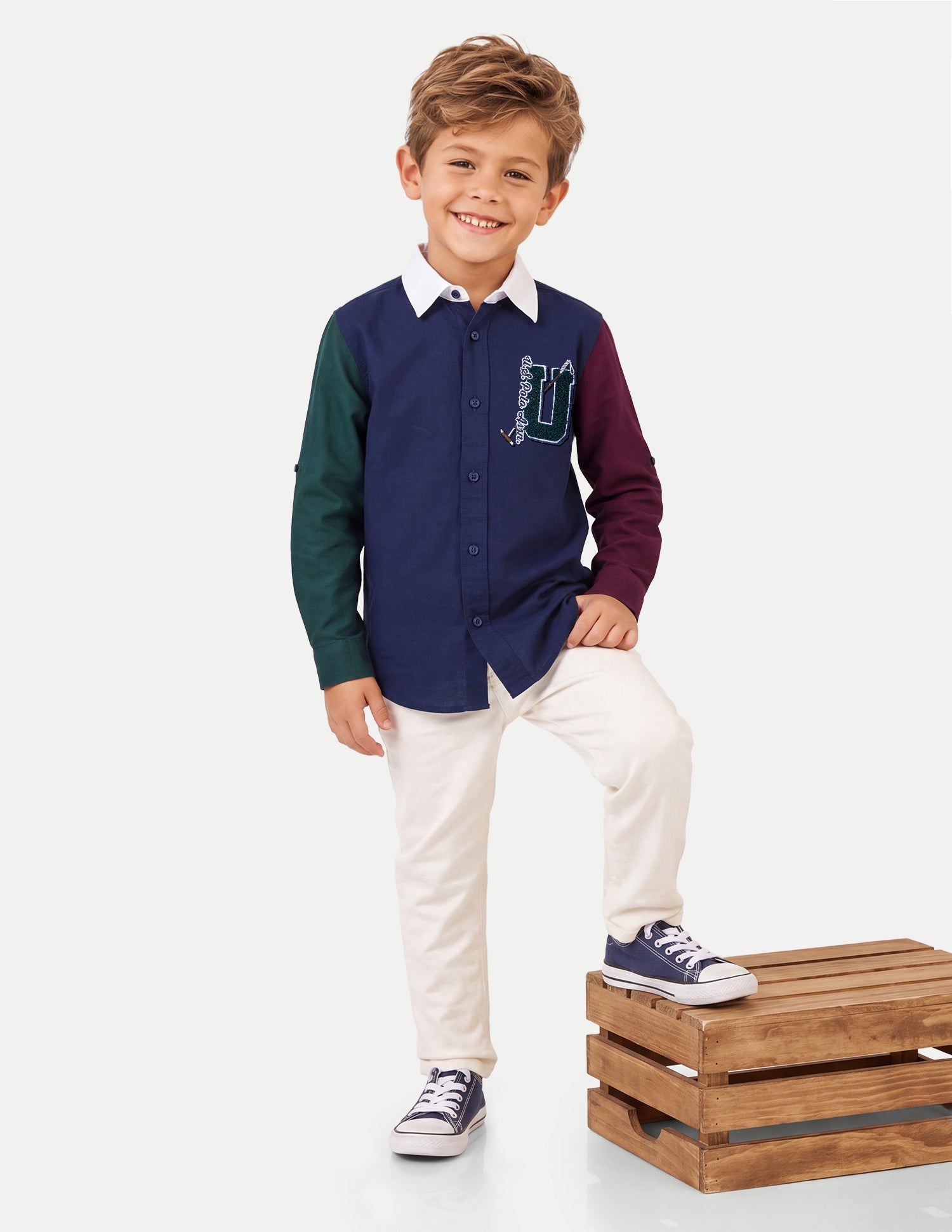 Colourblocked Oxford Shirt Green - U.S. Polo Assn. India | Large