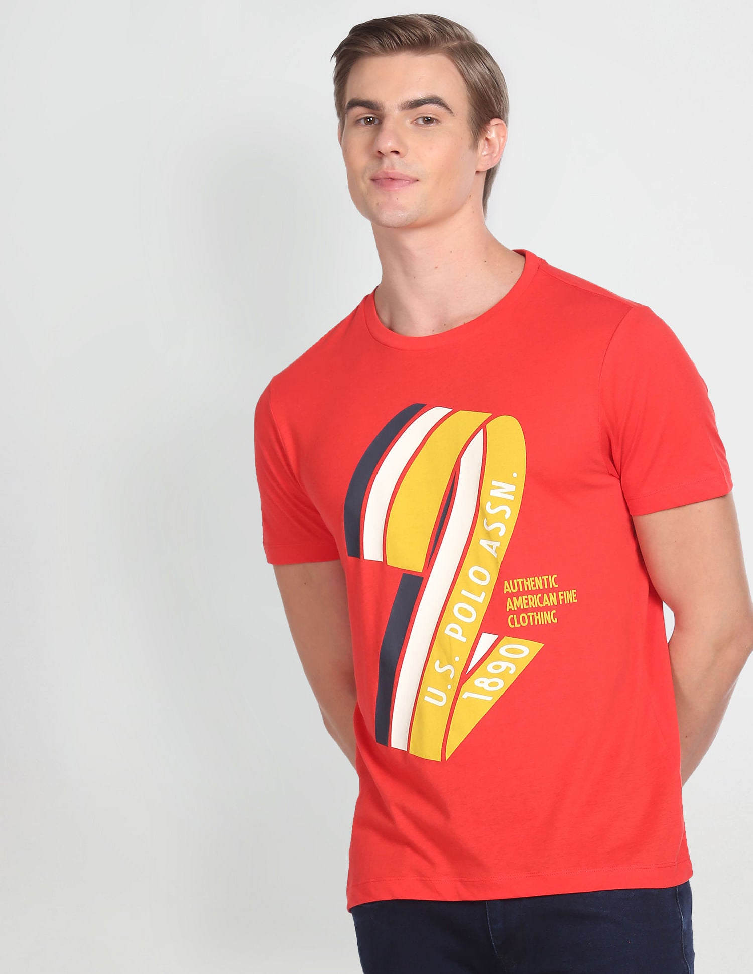Crew Neck Cotton T-Shirt Red - U.S. Polo Assn. India | Large