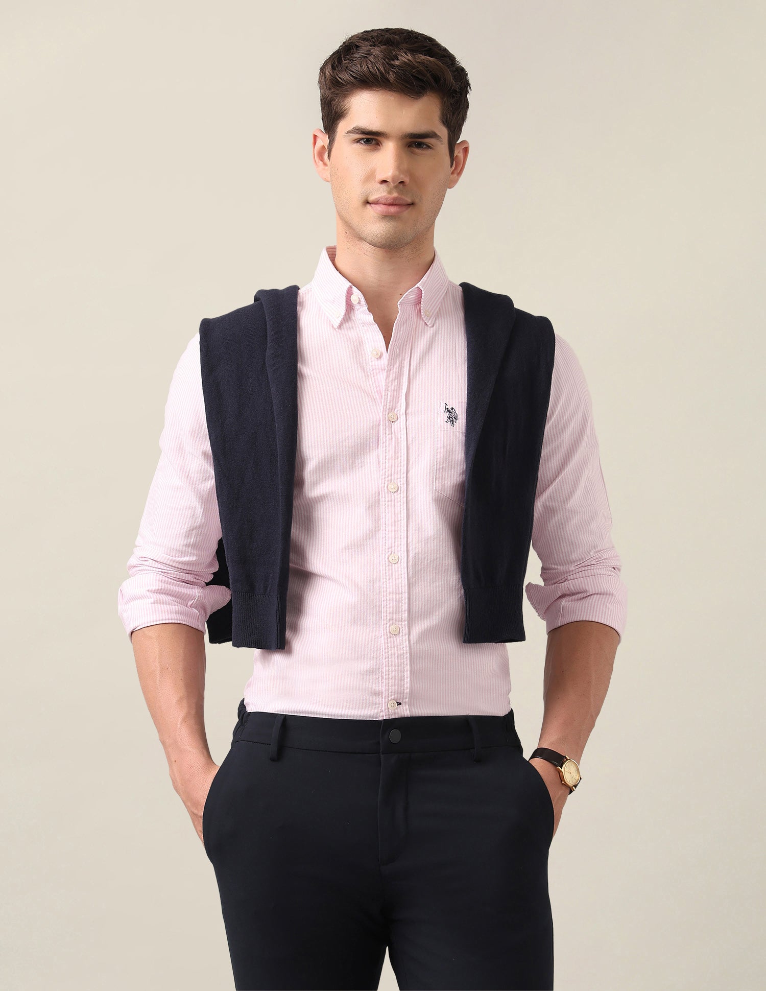 Pinstriped Oxford Shirt Pink - U.S. Polo Assn. India | Large