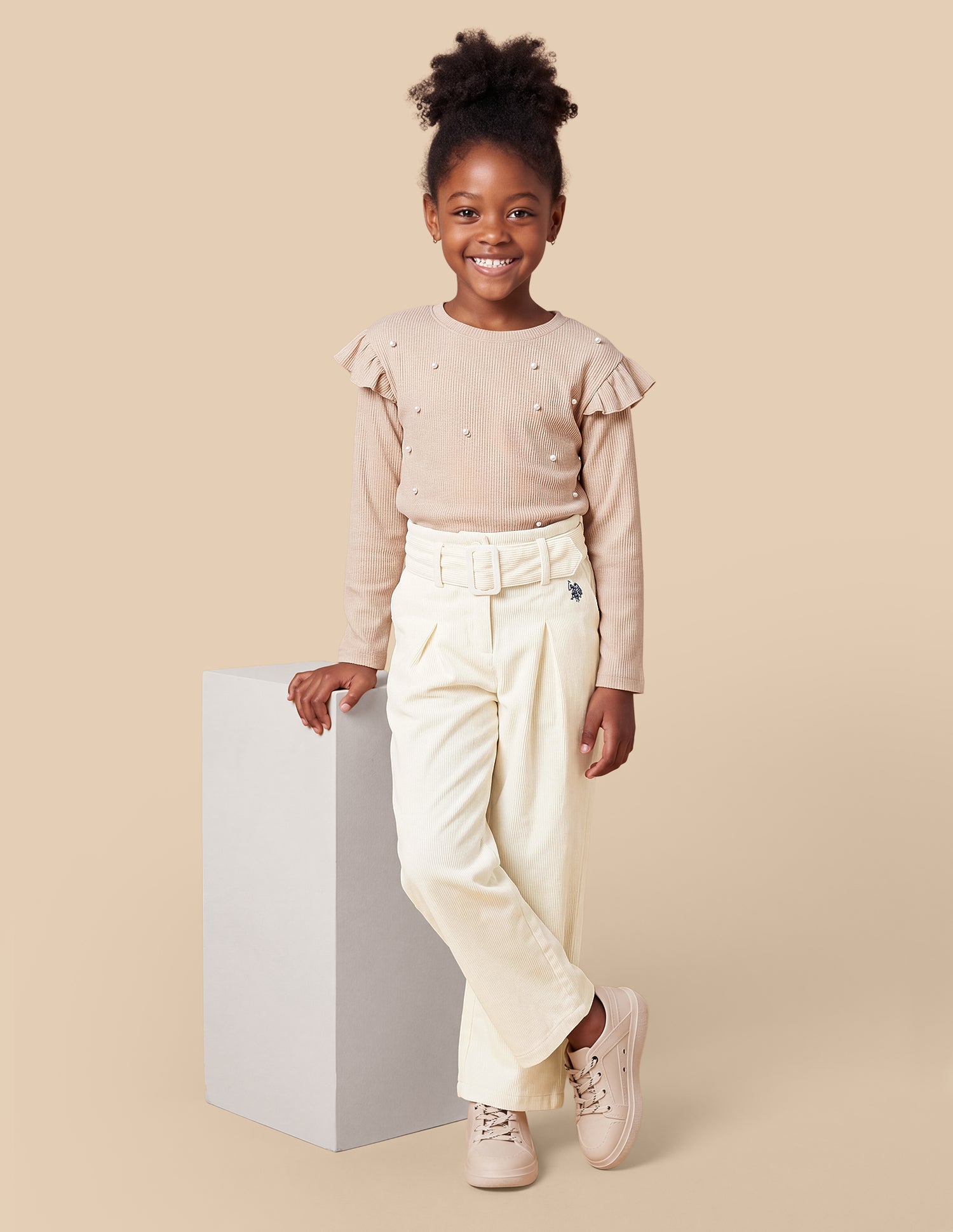 Corduroy Relaxed Fit Trousers Beige - U.S. Polo Assn. India | Large