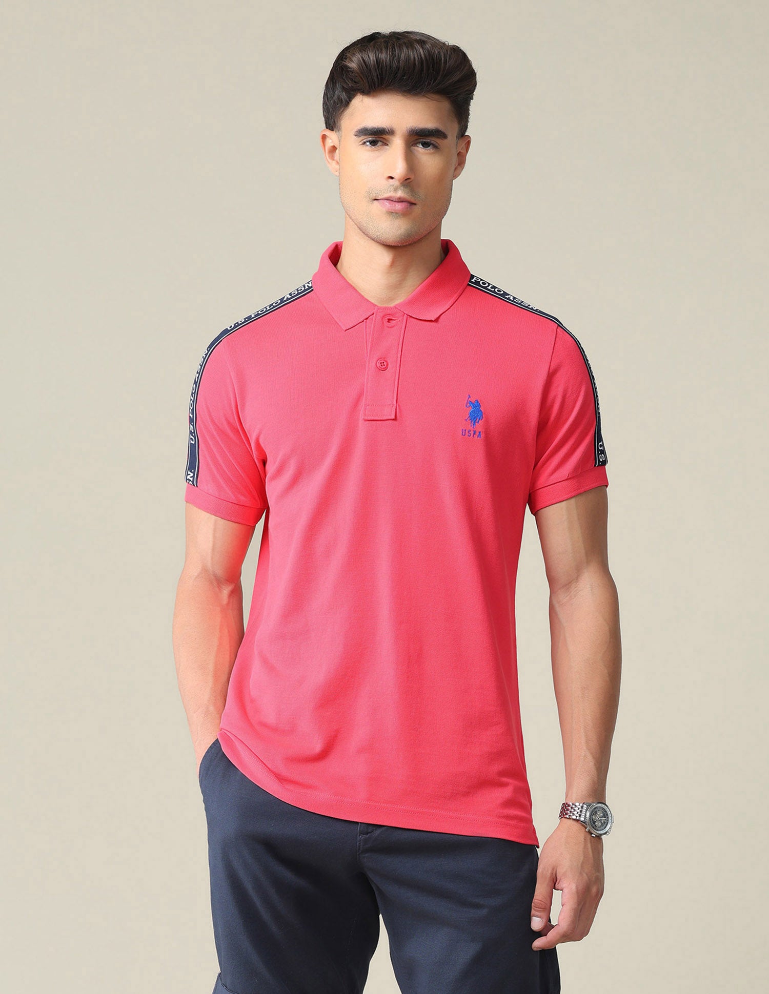 Solid Brand Tape Polo Shirt