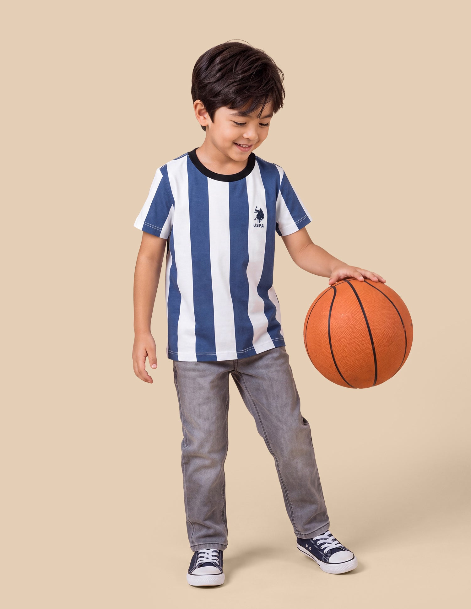 Vertical Striped Regular Fit T-Shirt Blue - U.S. Polo Assn. India | Large