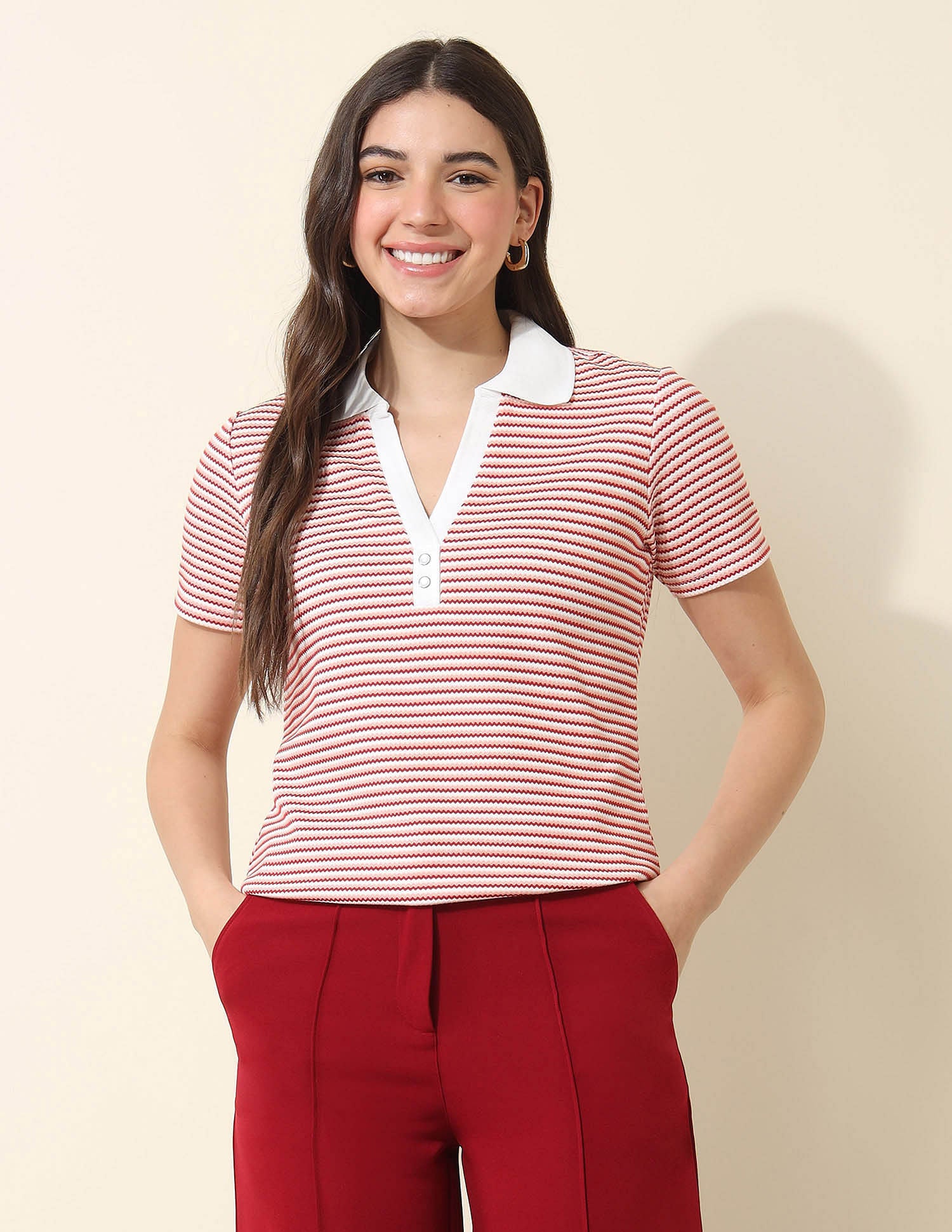 Relaxed Fit Striped Polo Shirt
