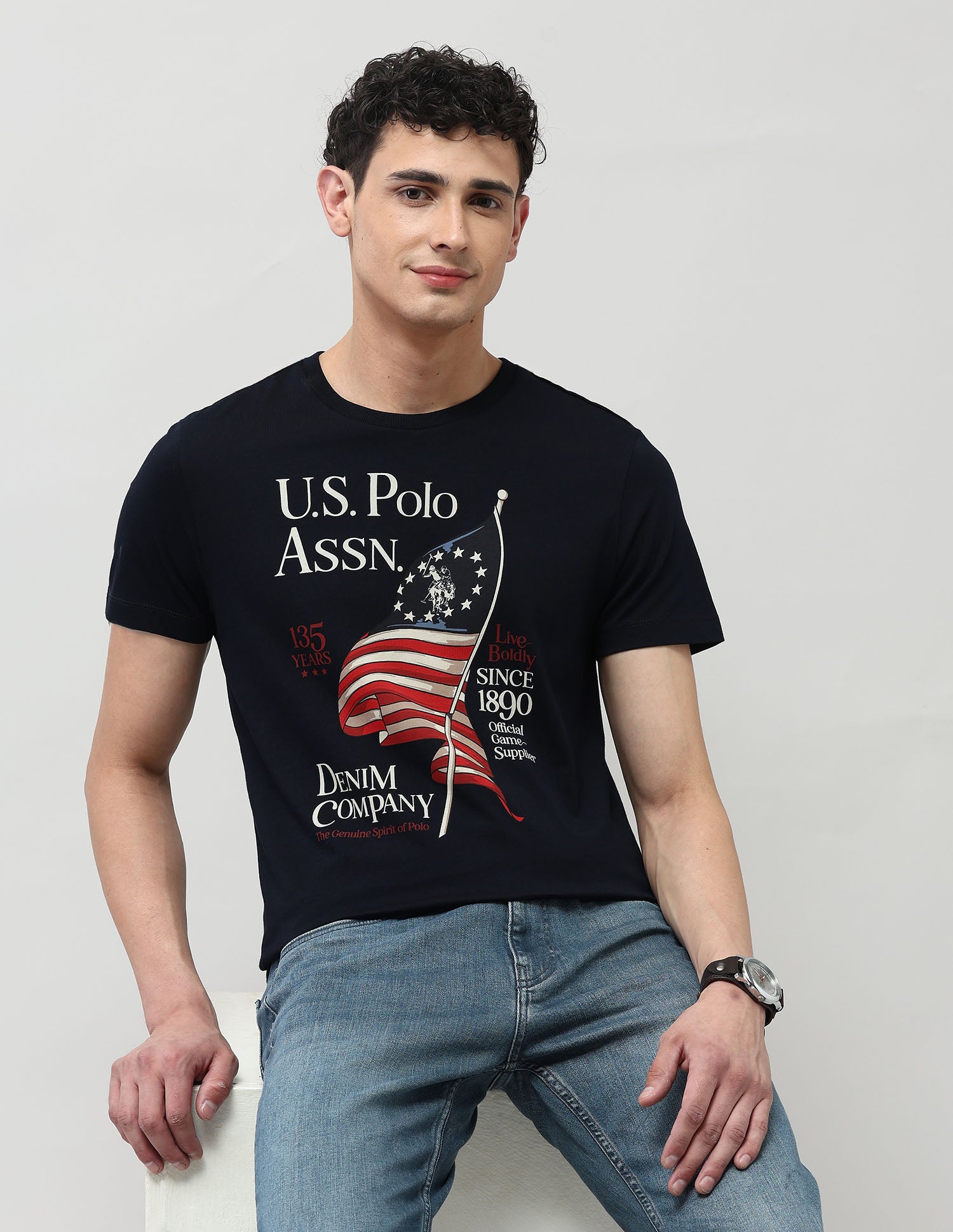 Pure Cotton Muscle Fit T-Shirt Navy - U.S. POLO ASSN. | Large