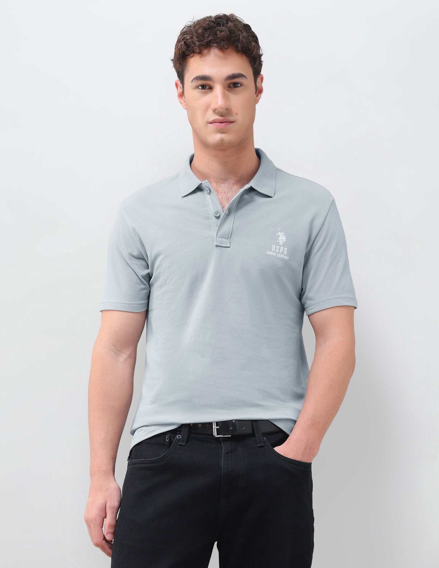 Solid Slim Fit Polo Shirt Grey - U.S. Polo Assn. India | Large