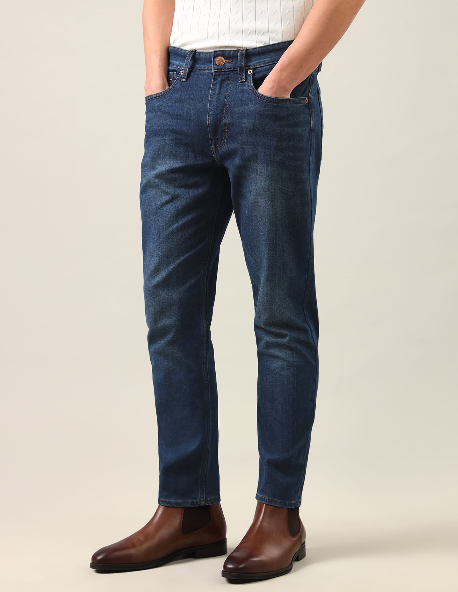 Cole Comfort Cropped Fit Blue Jeans Blue - U.S. Polo Assn. India | Large