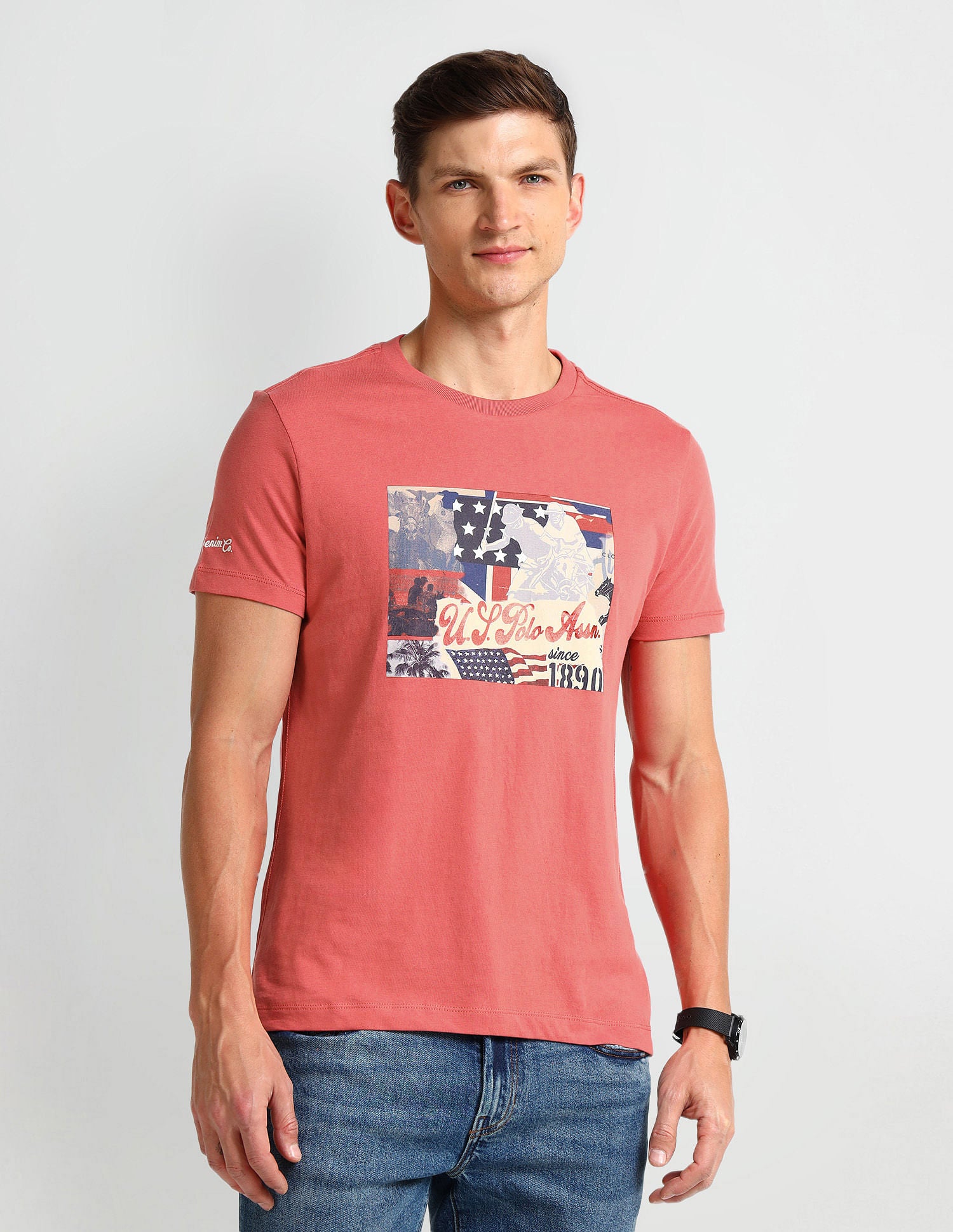 Muscle Fit Graphic T-Shirt Blue - U.S. Polo Assn. India | Large