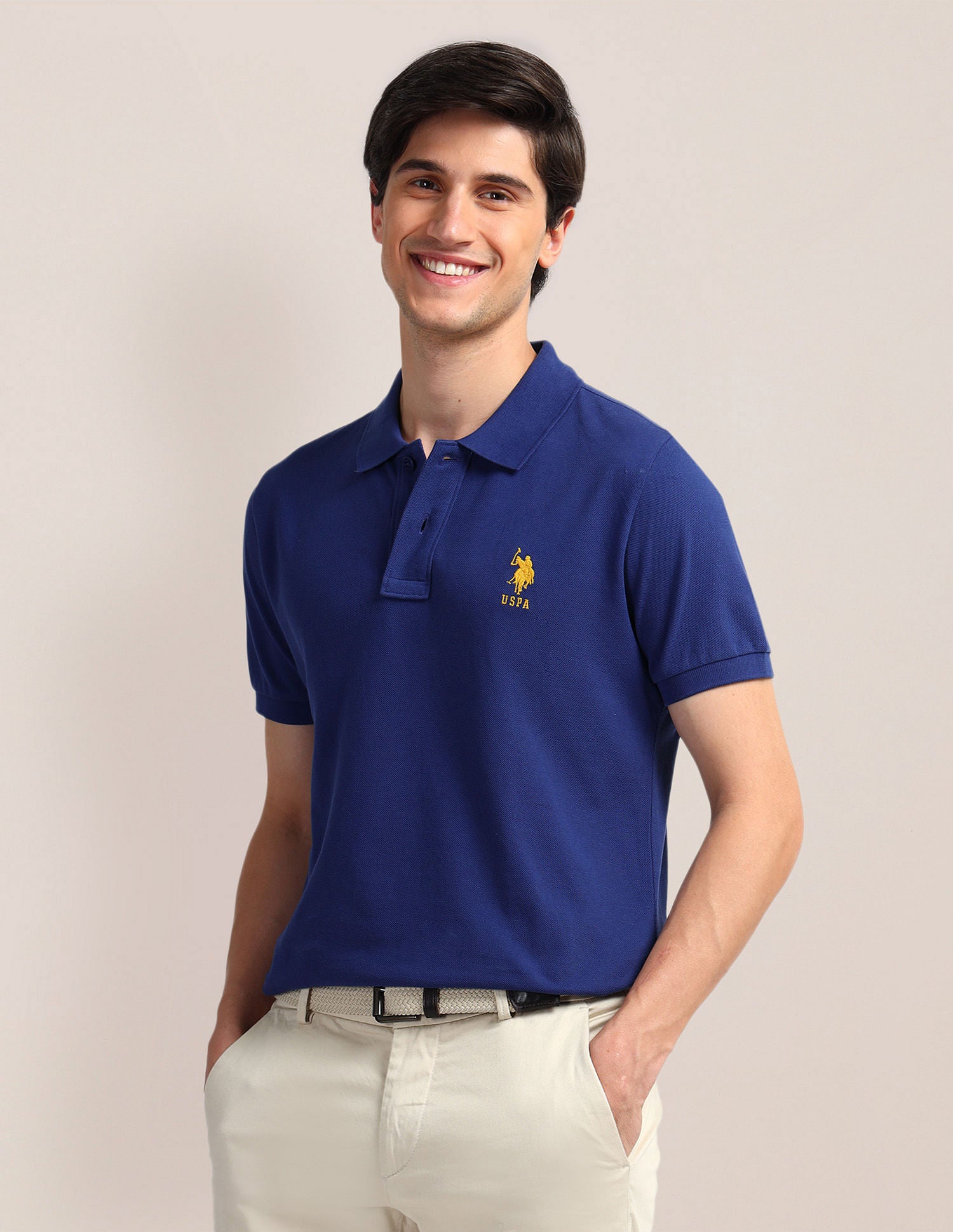 Contrast Logo Slim Polo Shirt Blue - U.S. Polo Assn. India | Large