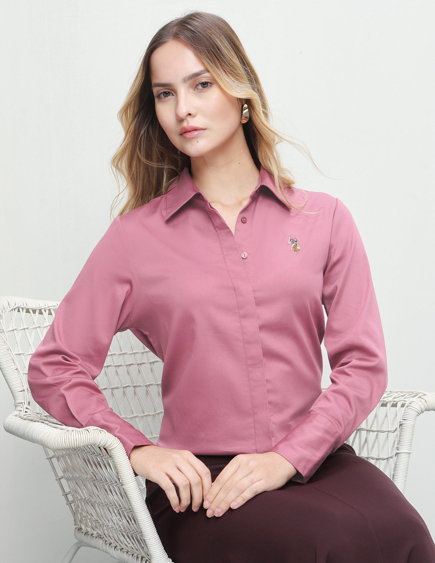 Solid Regular Fit Shirt Pink - U.S. Polo Assn. India | Large