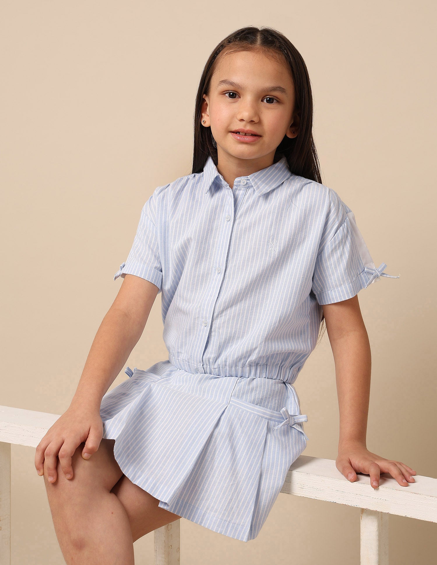 Girls Striped Regular Fit Top