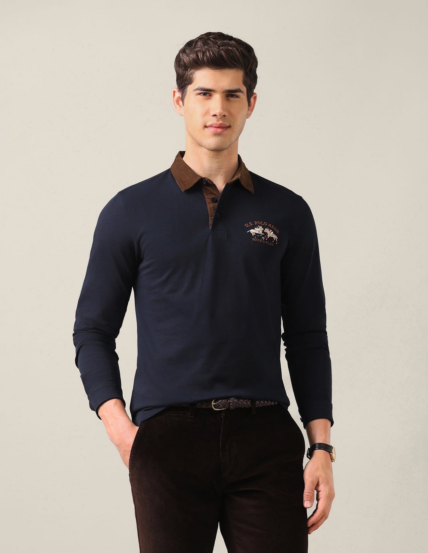 Solid Slim Fit Polo Shirt Blue - U.S. Polo Assn. India | Large