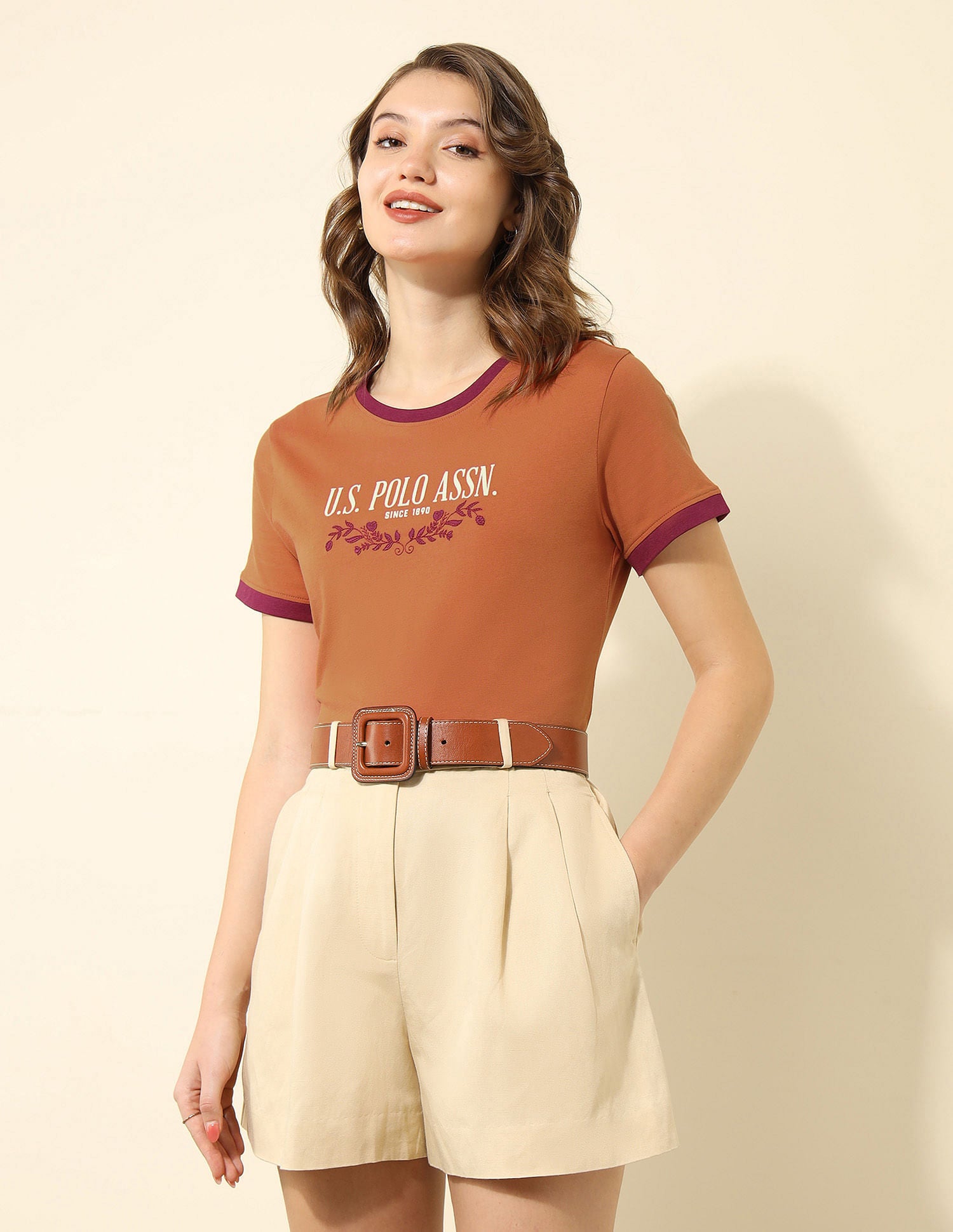 Regular Fit Brand Printed T-shirt Rust - U.S. Polo Assn. India | Large