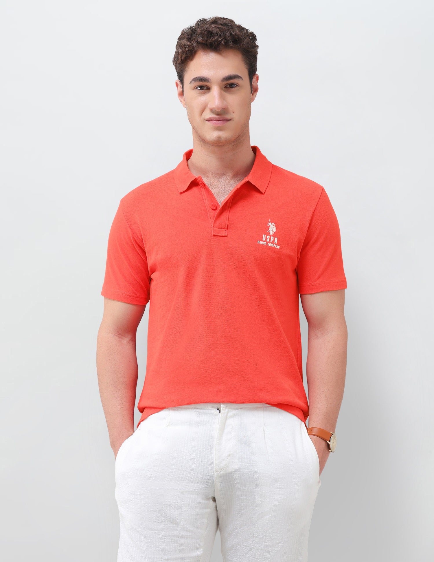 Solid Slim Fit Polo Shirt Red - U.S. Polo Assn. India | Large